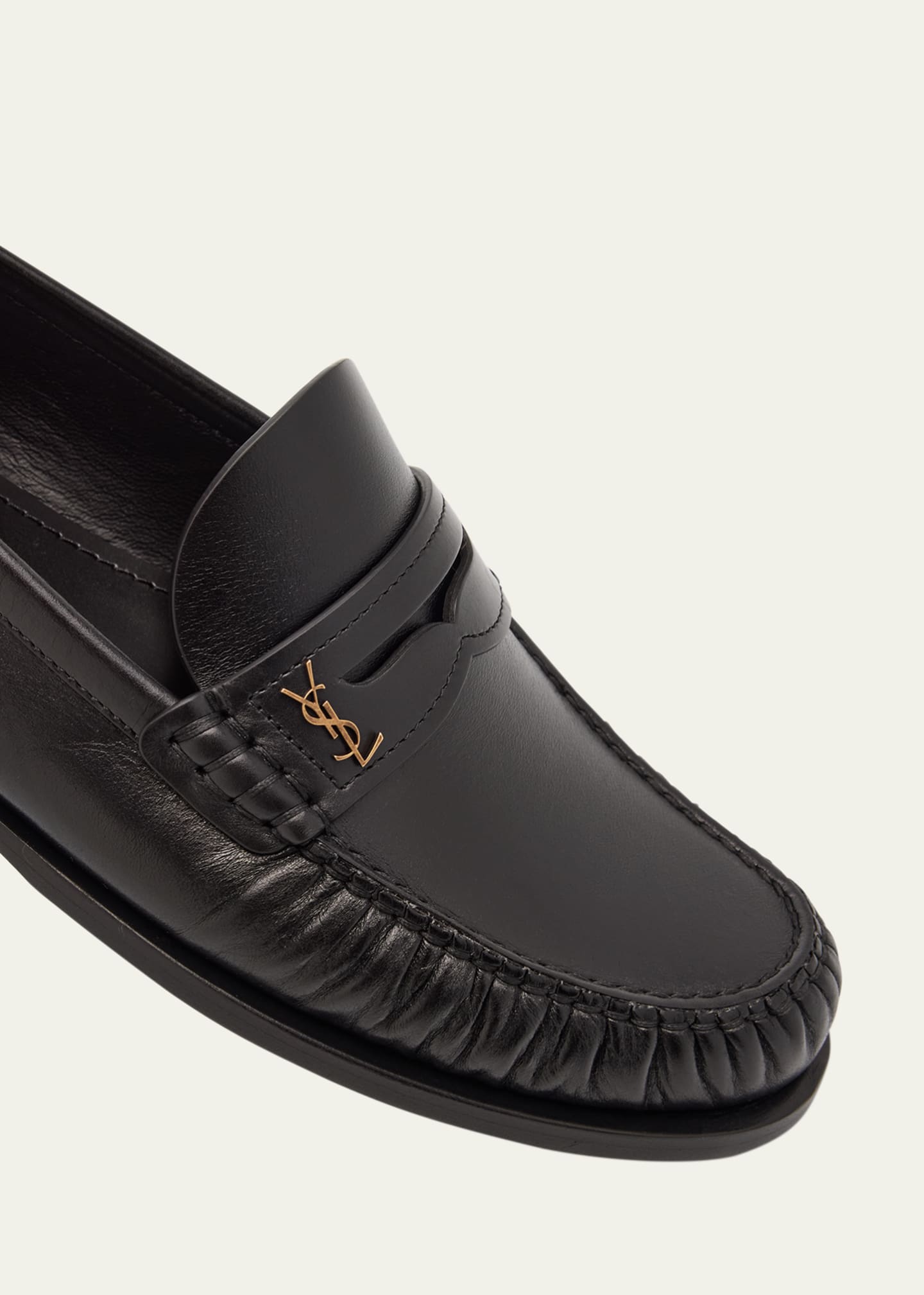 Saint Laurent Leather YSL Classic Penny Loafers Image 5 of 6