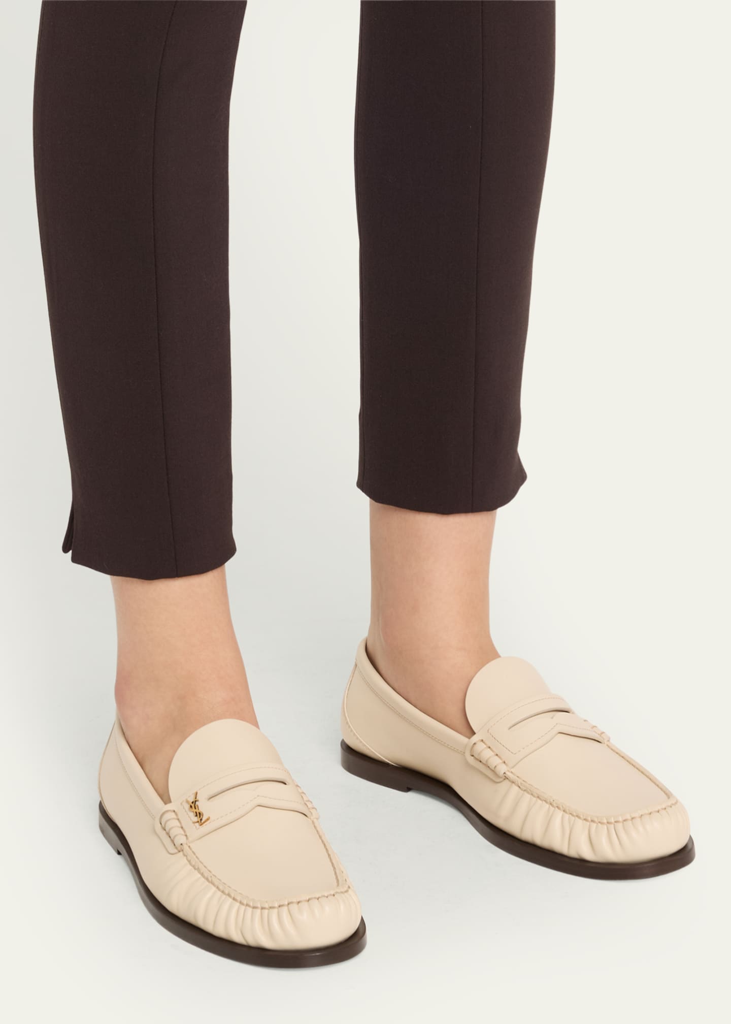 Saint Laurent Leather YSL Classic Penny Loafers Image 2 of 6