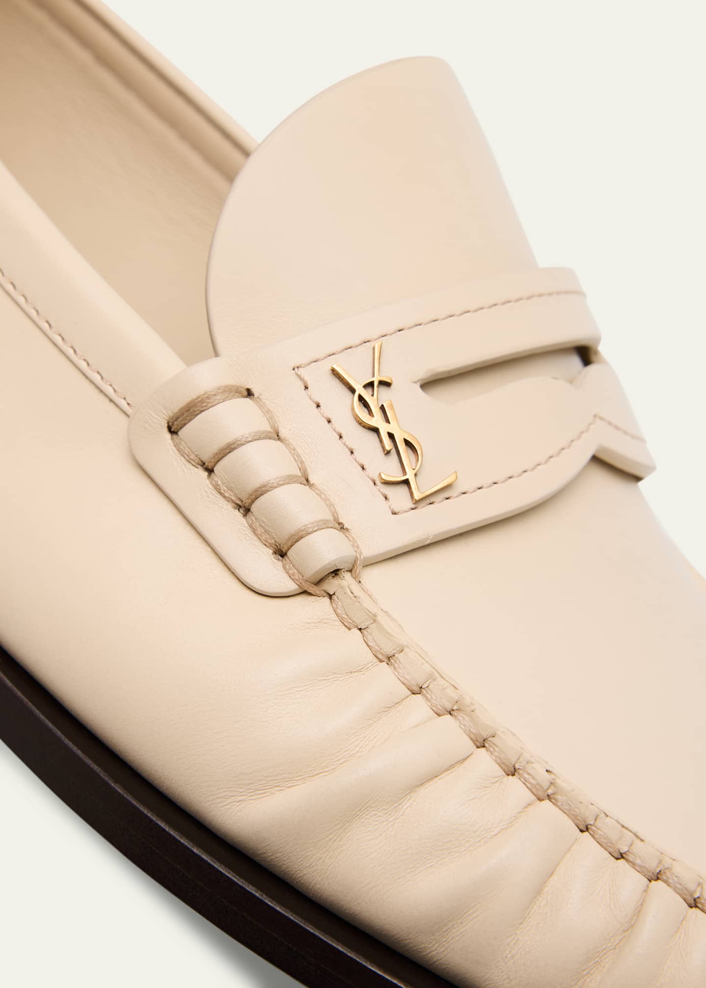 Saint Laurent Leather YSL Classic Penny Loafers Image 5 of 6