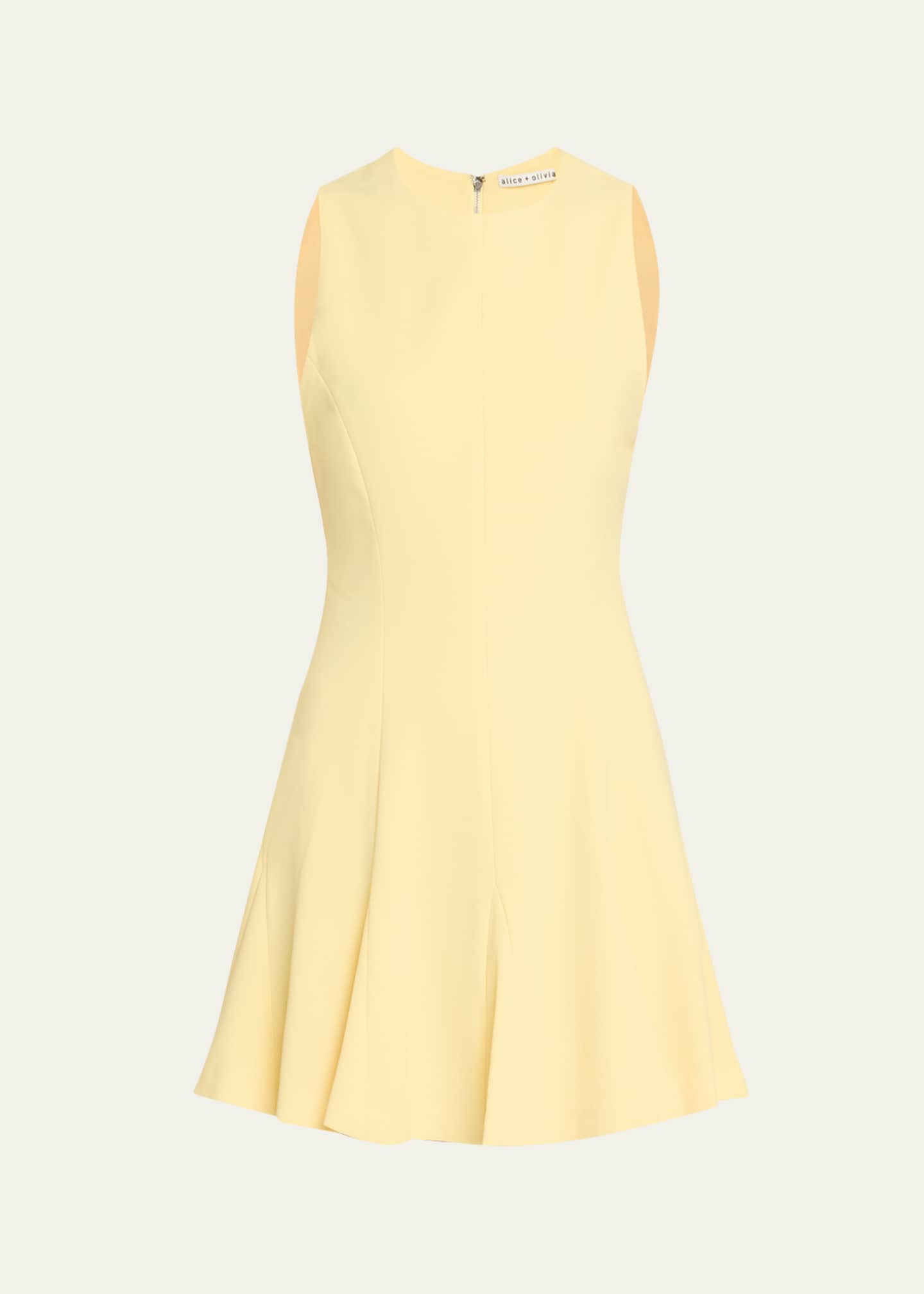 Alice + Olivia Isabelle Crewneck Sleeveless Seamed Flare Mini Dress Image 1 of 5