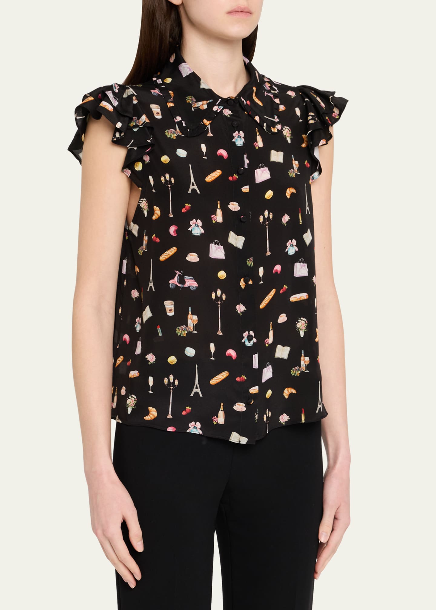Alice + Olivia Martel Flutter-Sleeve Blouse Image 3 of 4