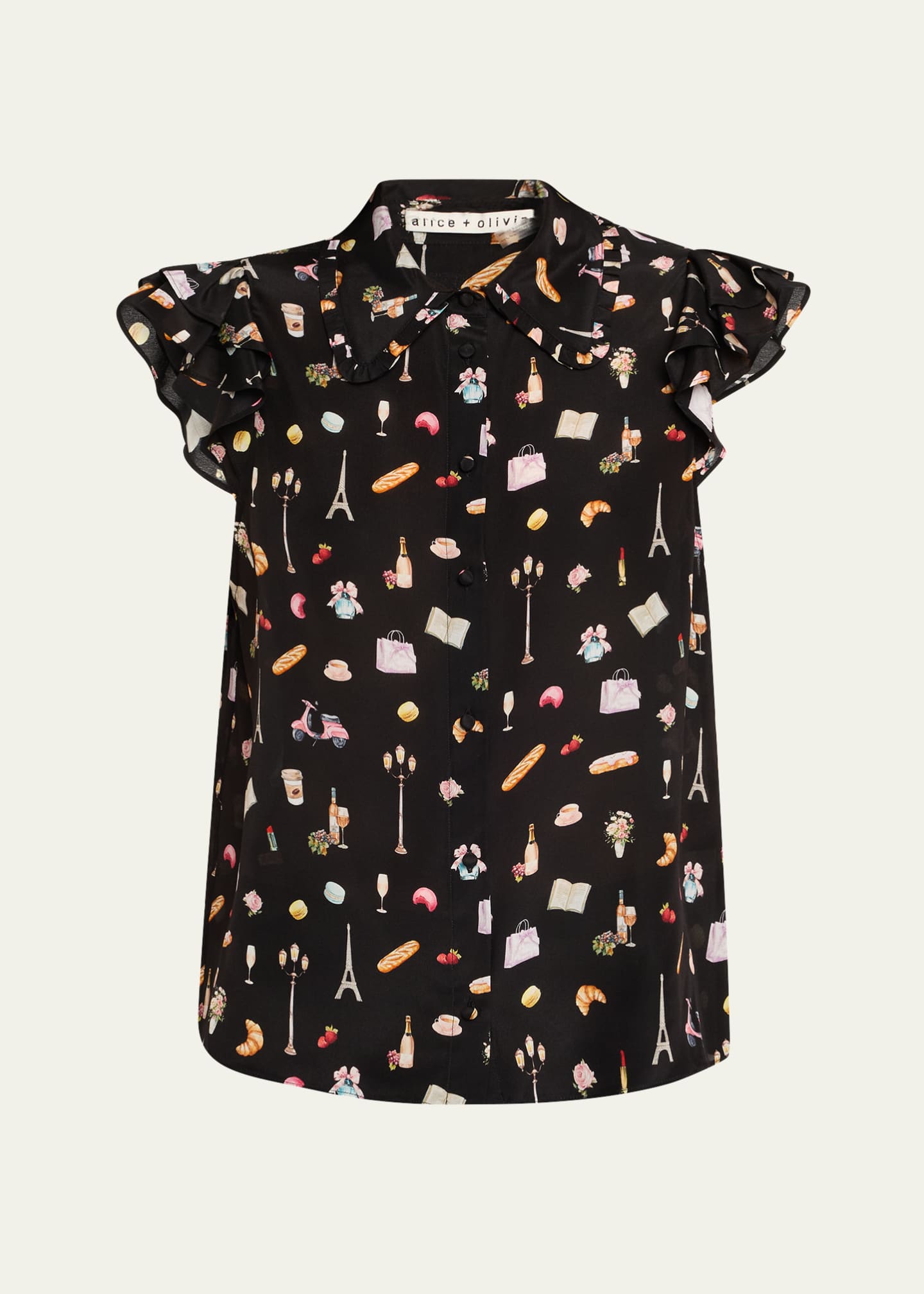 Alice + Olivia Martel Flutter-Sleeve Blouse Image 1 of 4