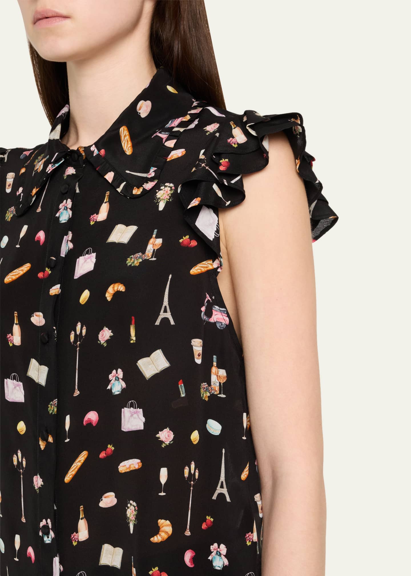 Alice + Olivia Martel Flutter-Sleeve Blouse Image 4 of 4