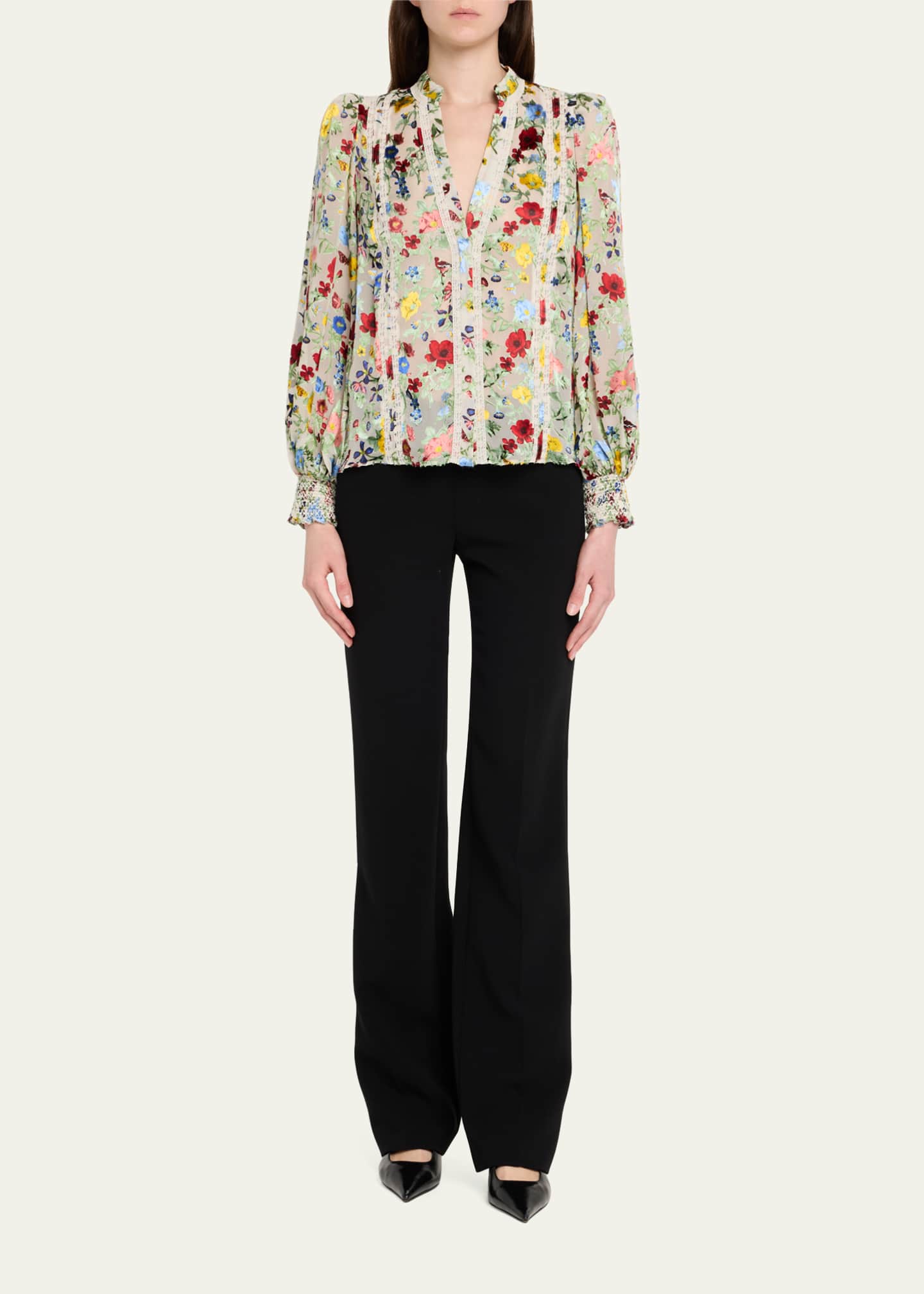 Alice + Olivia Arlette Floral Blouson-Sleeve Blouse Image 2 of 5
