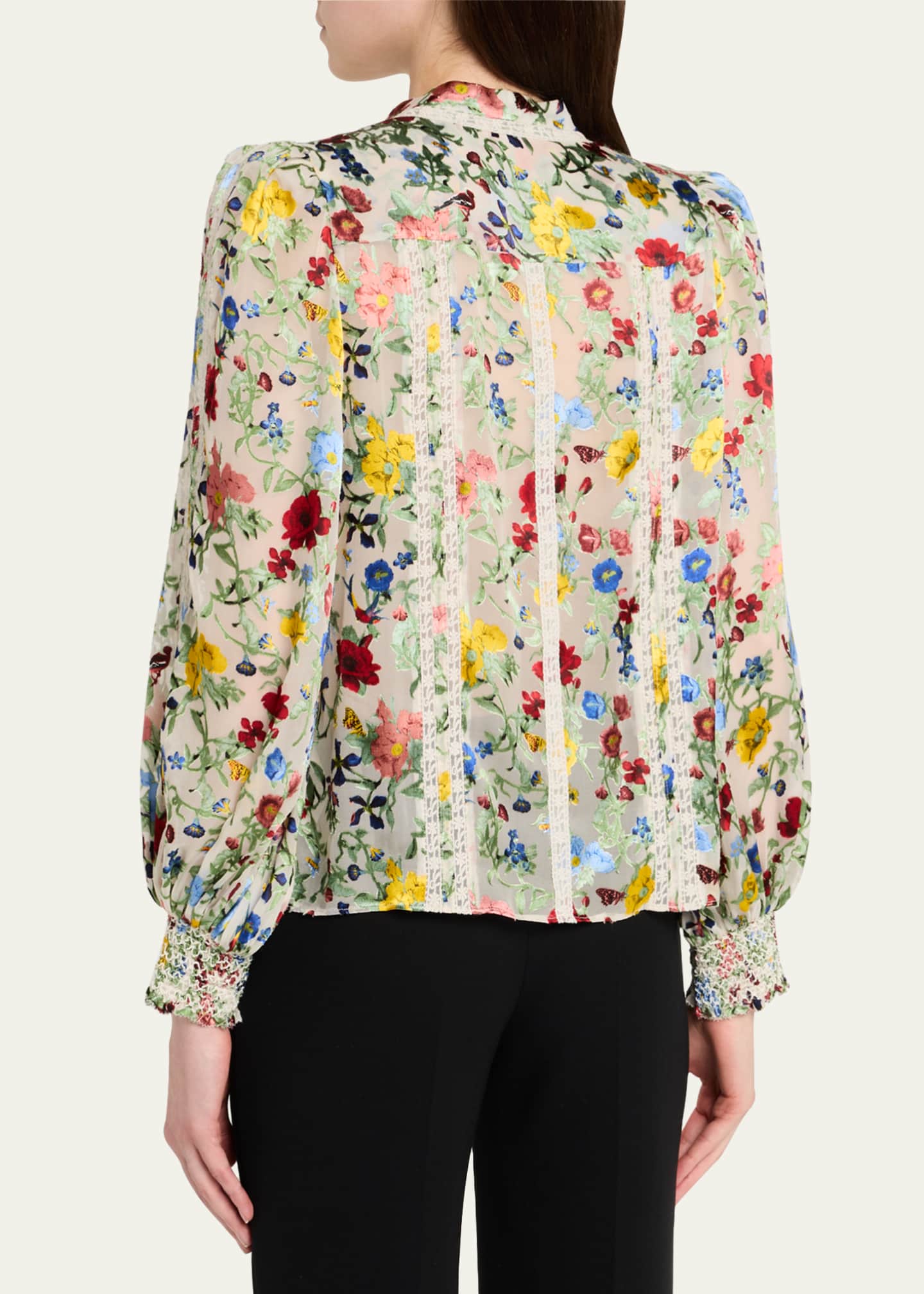 Alice + Olivia Arlette Floral Blouson-Sleeve Blouse Image 3 of 5