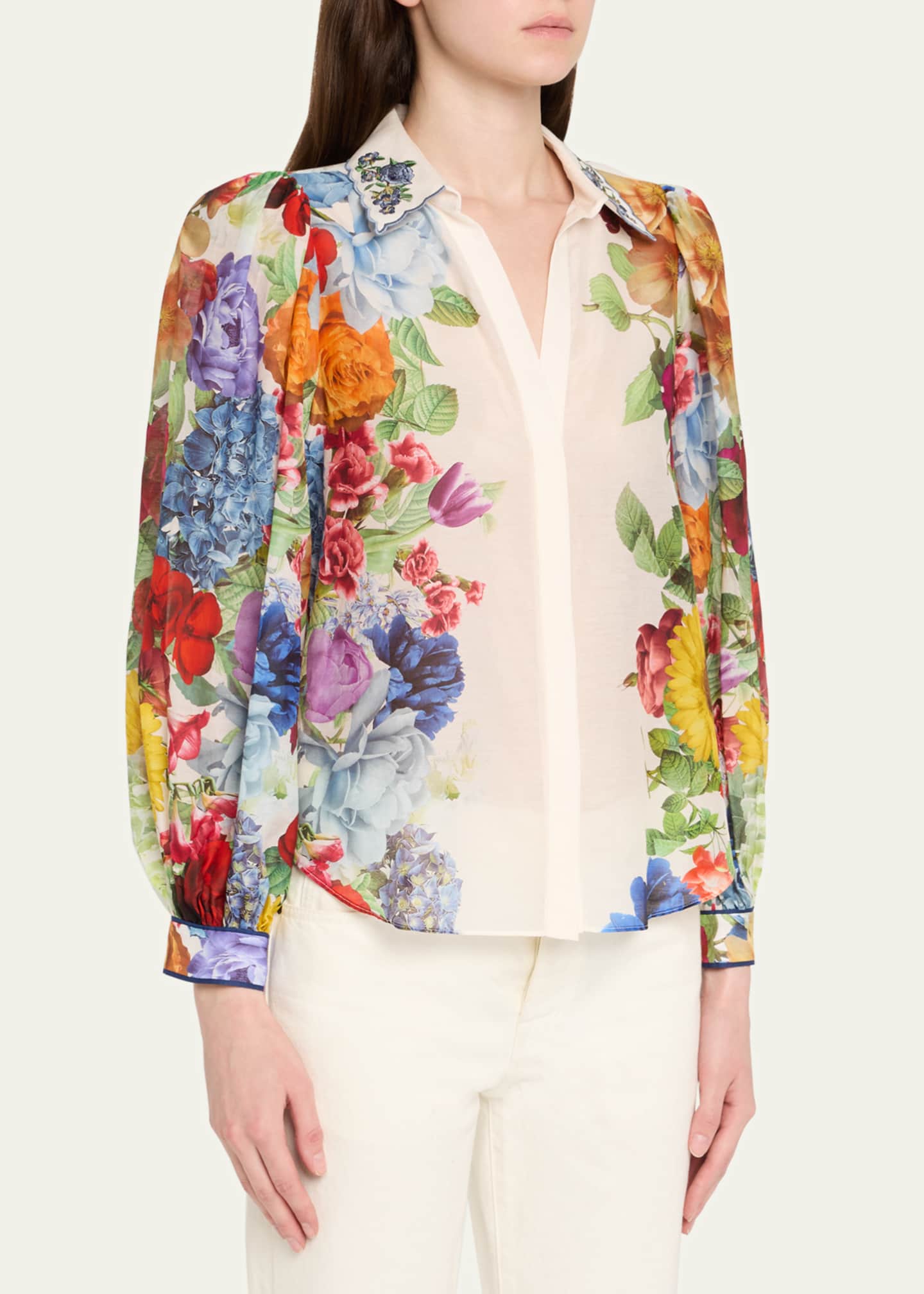 Alice + Olivia Roanne Floral Button-Front Blouse Image 4 of 5