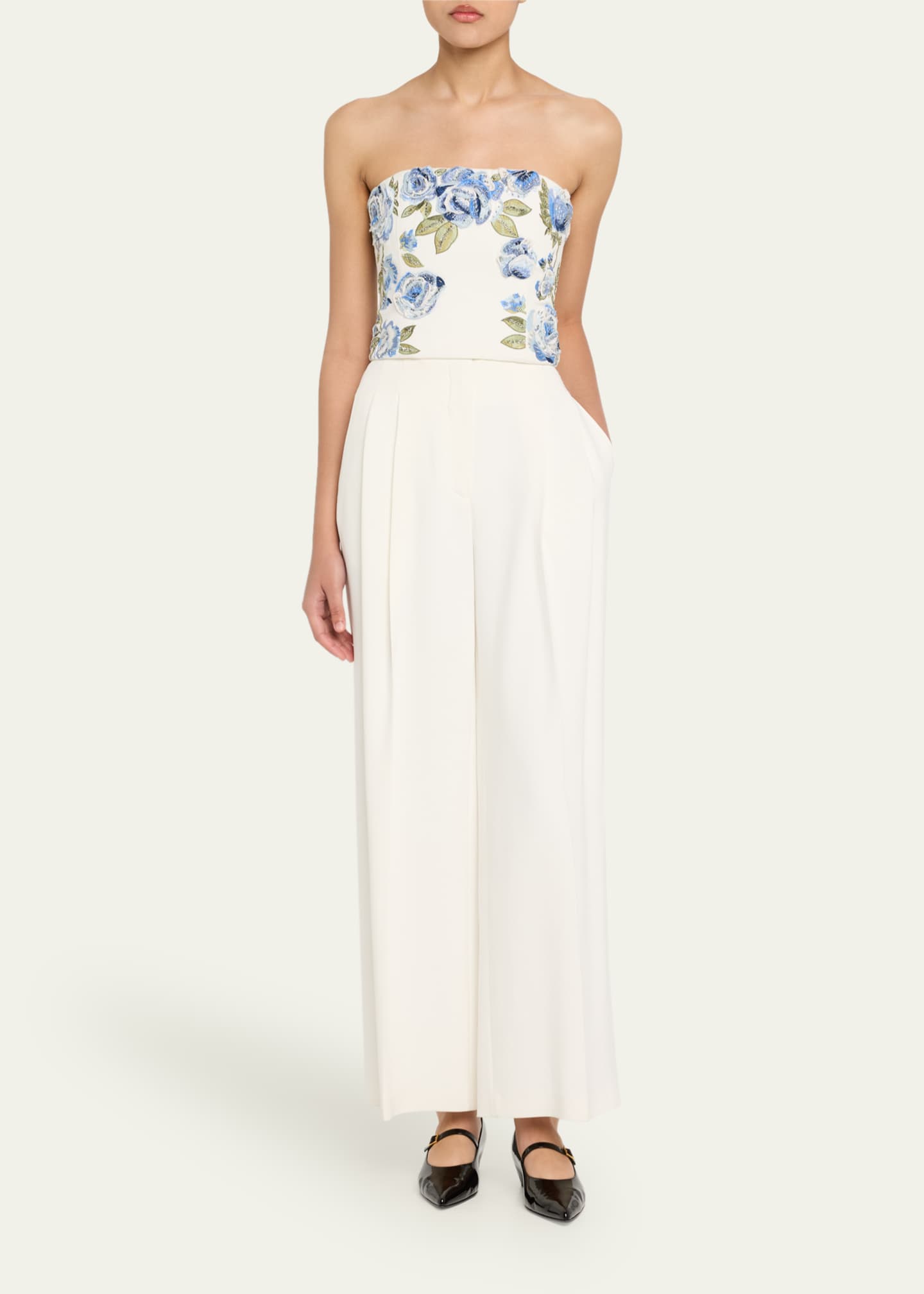 Alice + Olivia Cece Floral Embellished Cropped Top Image 2 of 5