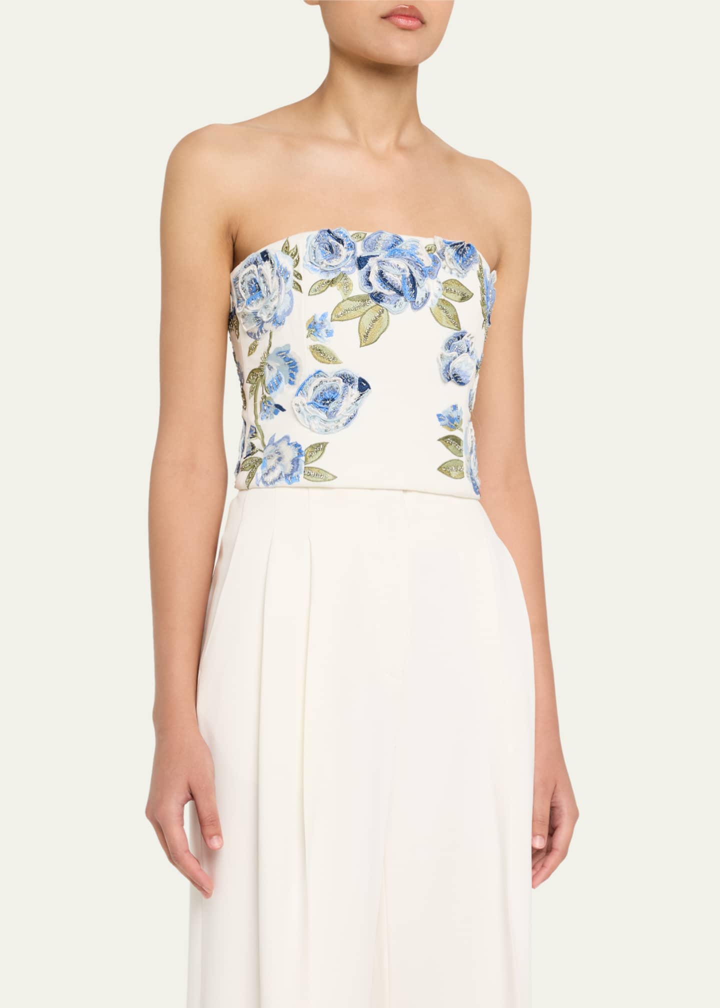 Alice + Olivia Cece Floral Embellished Cropped Top Image 4 of 5