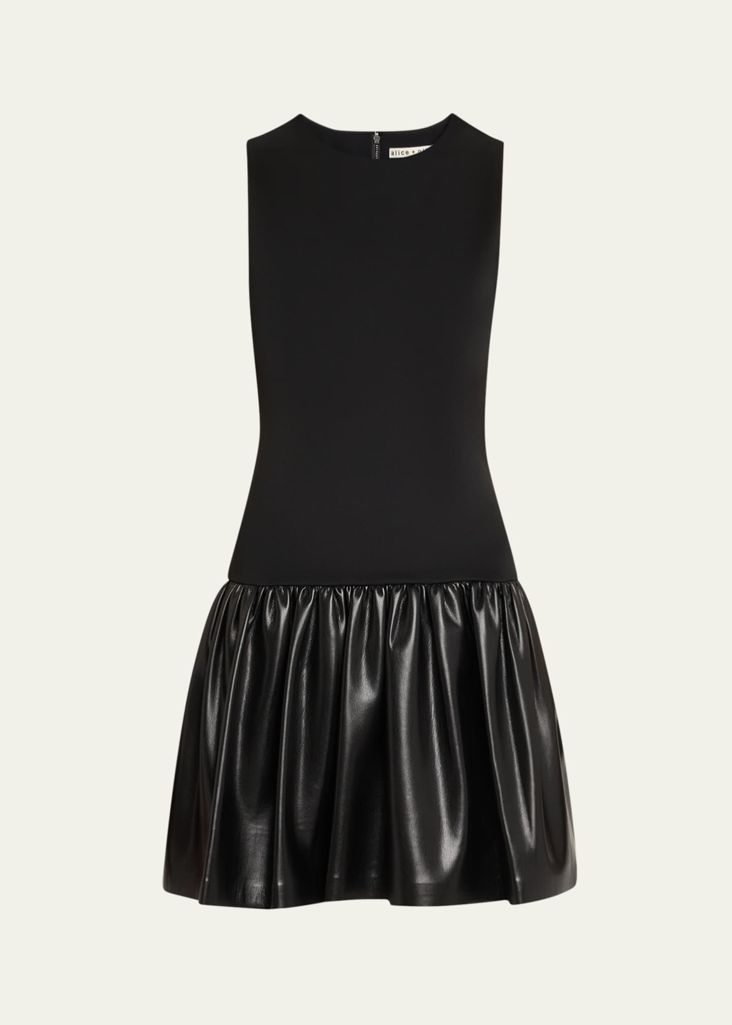 Alice + Olivia Ella Combo Drop-Waist Mini Dress Image 1 of 5