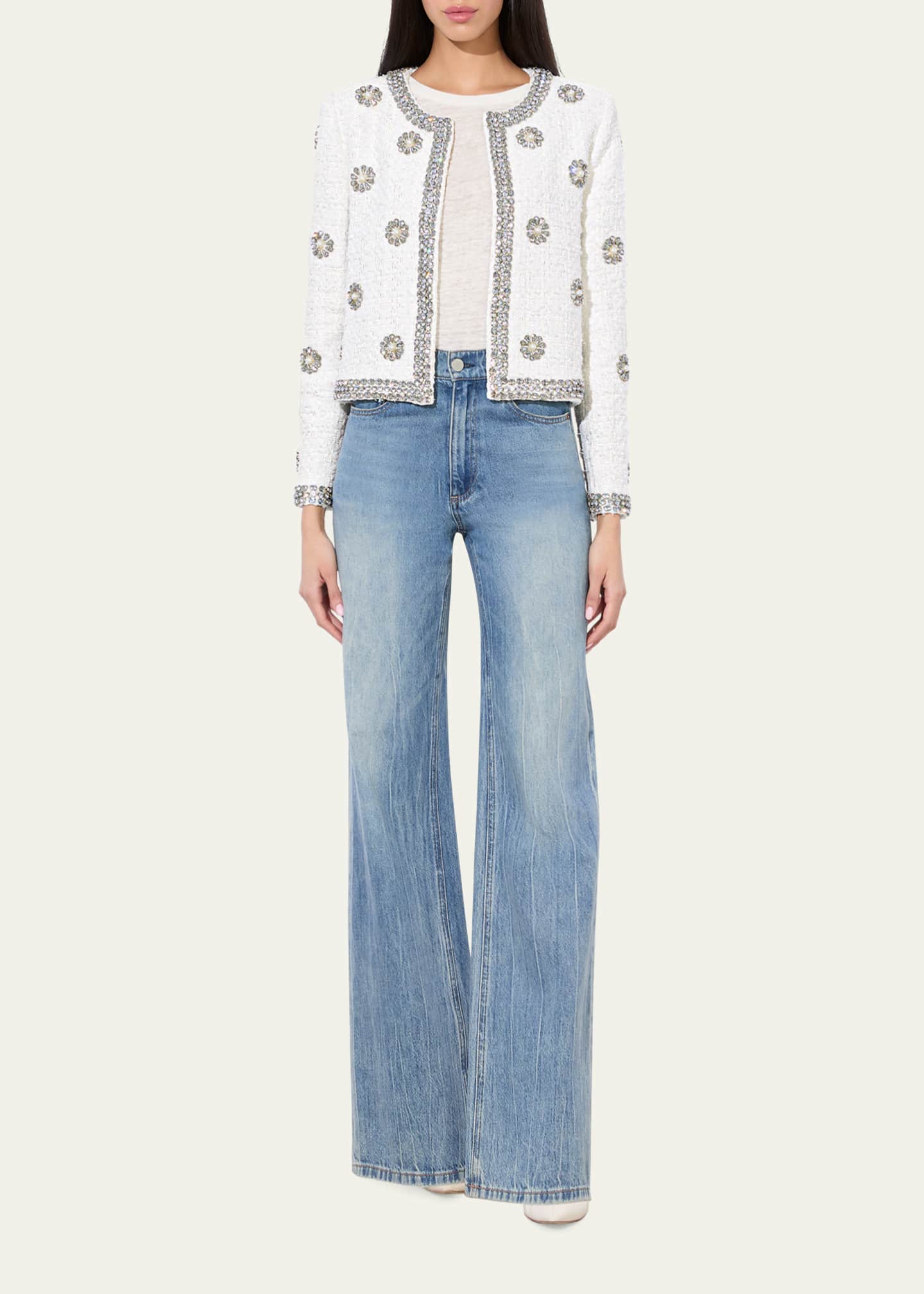 Alice + Olivia Kidman Embellished Tweed Jacket Image 2 of 5