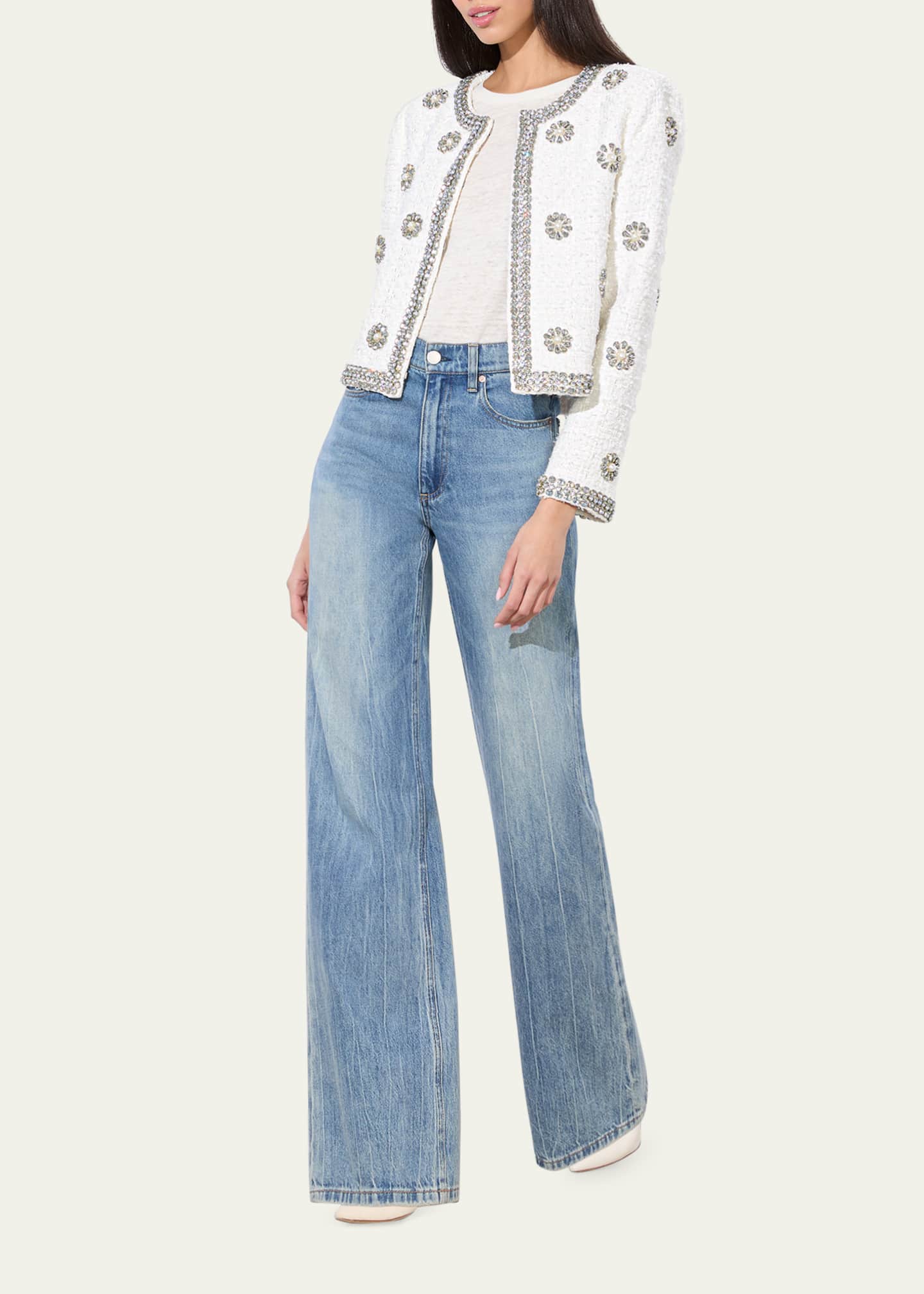 Alice + Olivia Kidman Embellished Tweed Jacket Image 4 of 5