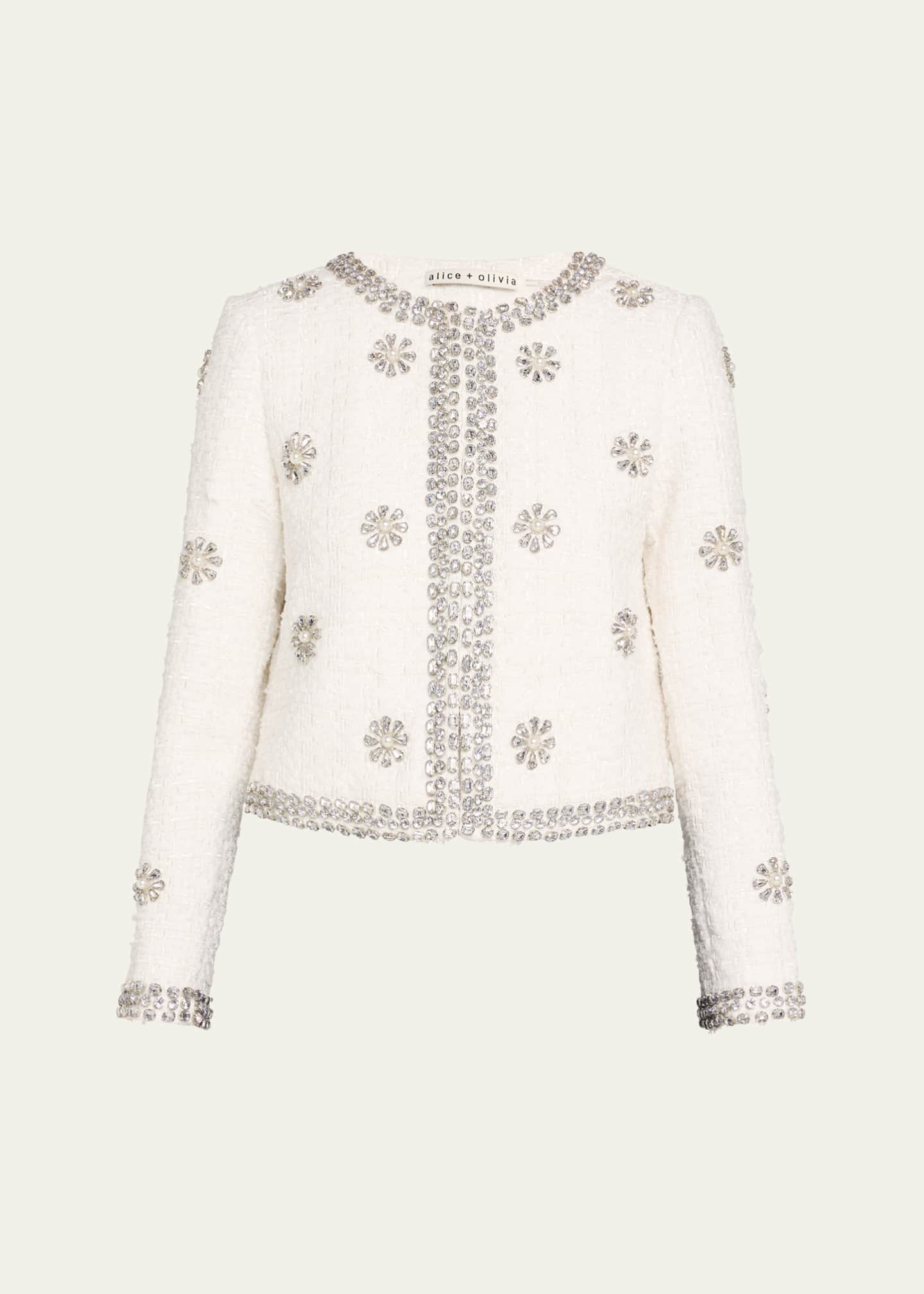 Alice + Olivia Kidman Embellished Tweed Jacket Image 1 of 5