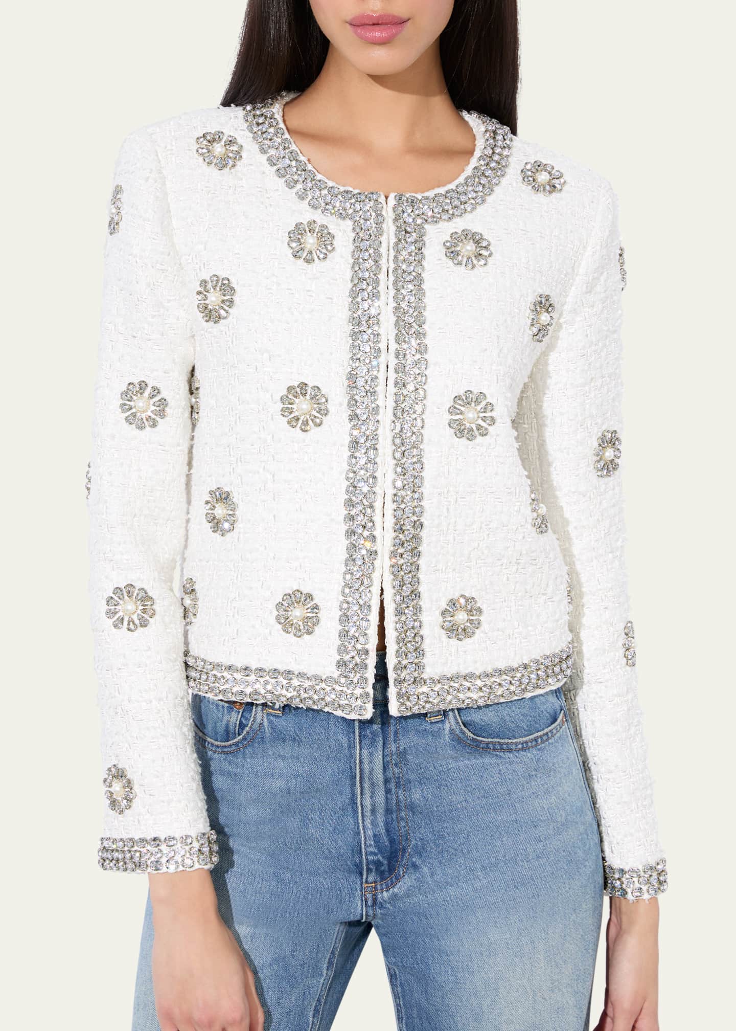 Alice + Olivia Kidman Embellished Tweed Jacket Image 5 of 5