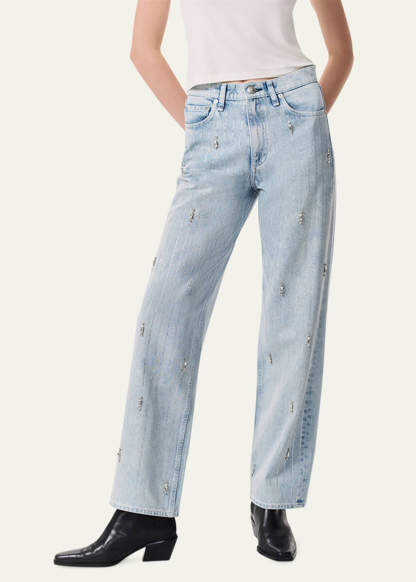 Rag & Bone Shea High-Rise Relaxed Straight Embellished Jeans Image 4 of 5