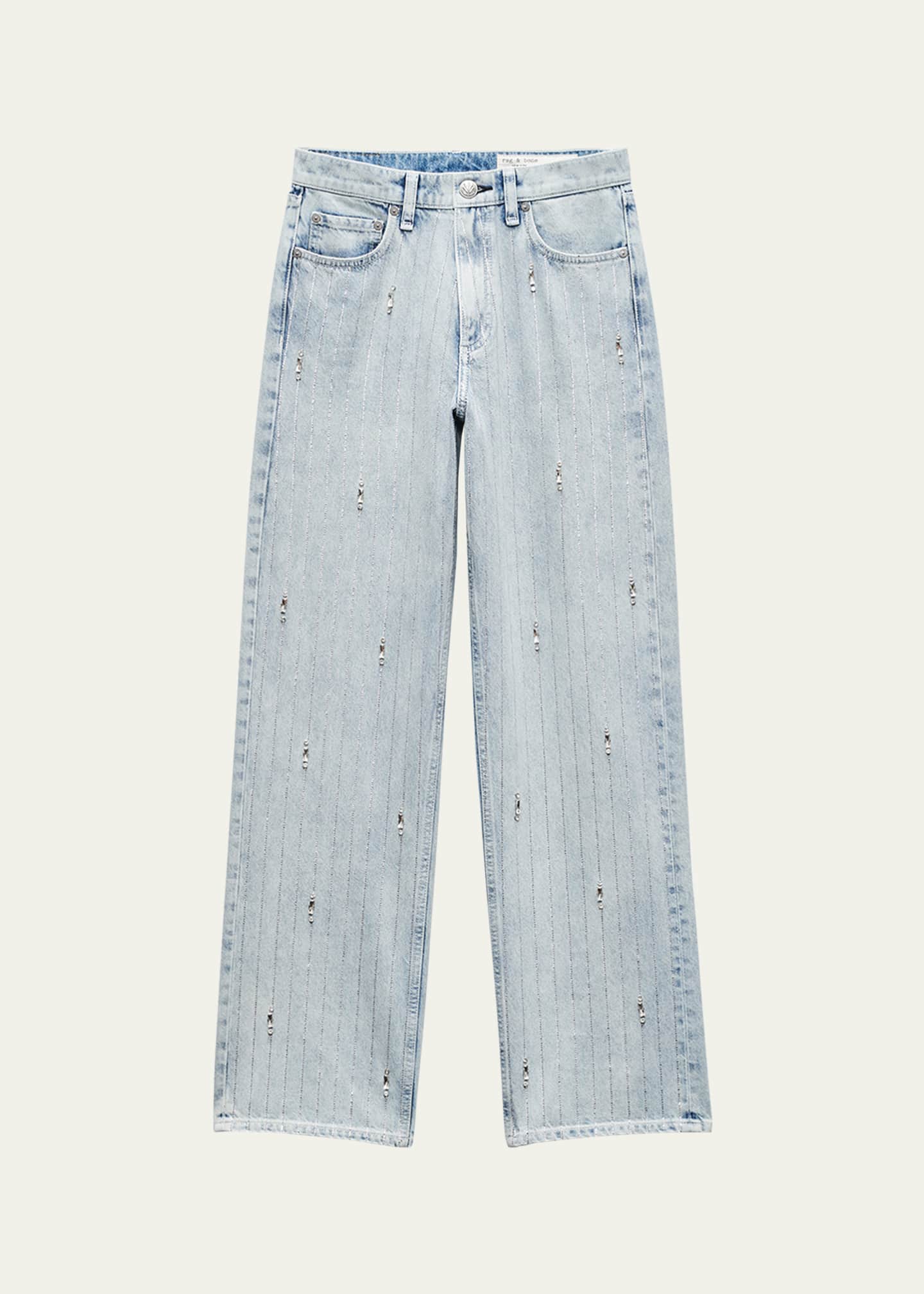 Rag & Bone Shea High-Rise Relaxed Straight Embellished Jeans Image 1 of 5