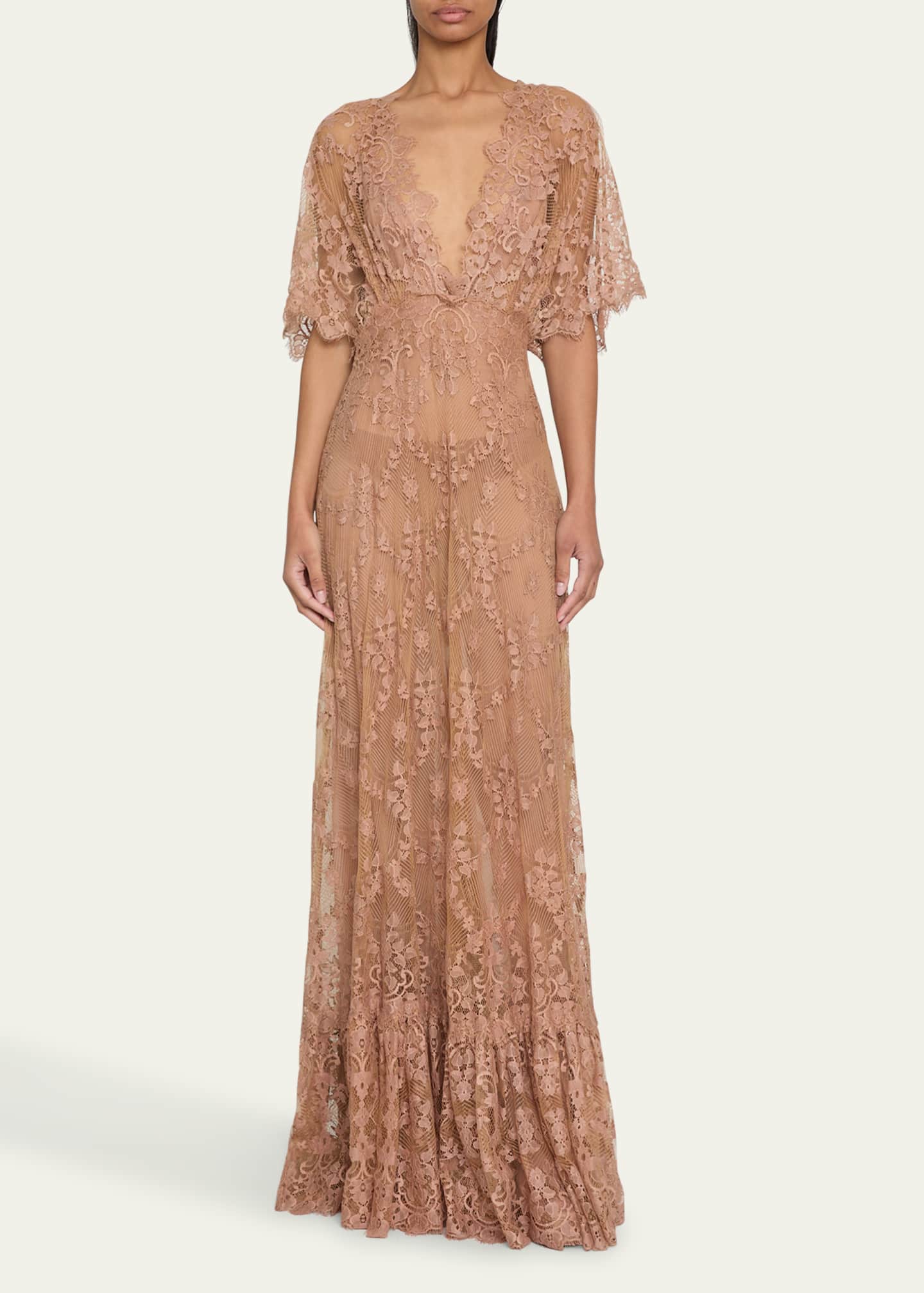 Elie Saab Long Lace Backless Dress Image 2 of 5