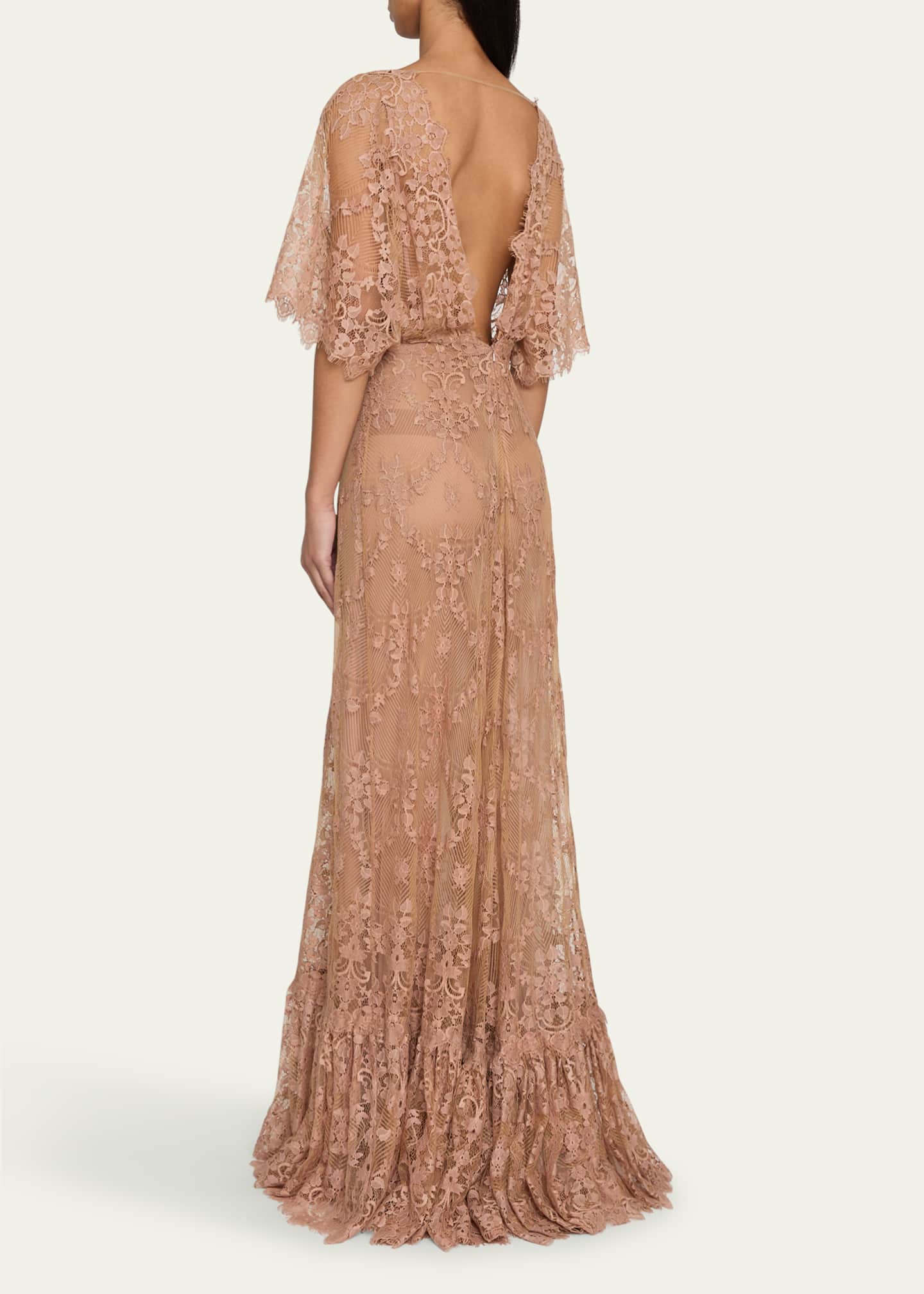 Elie Saab Long Lace Backless Dress Image 3 of 5