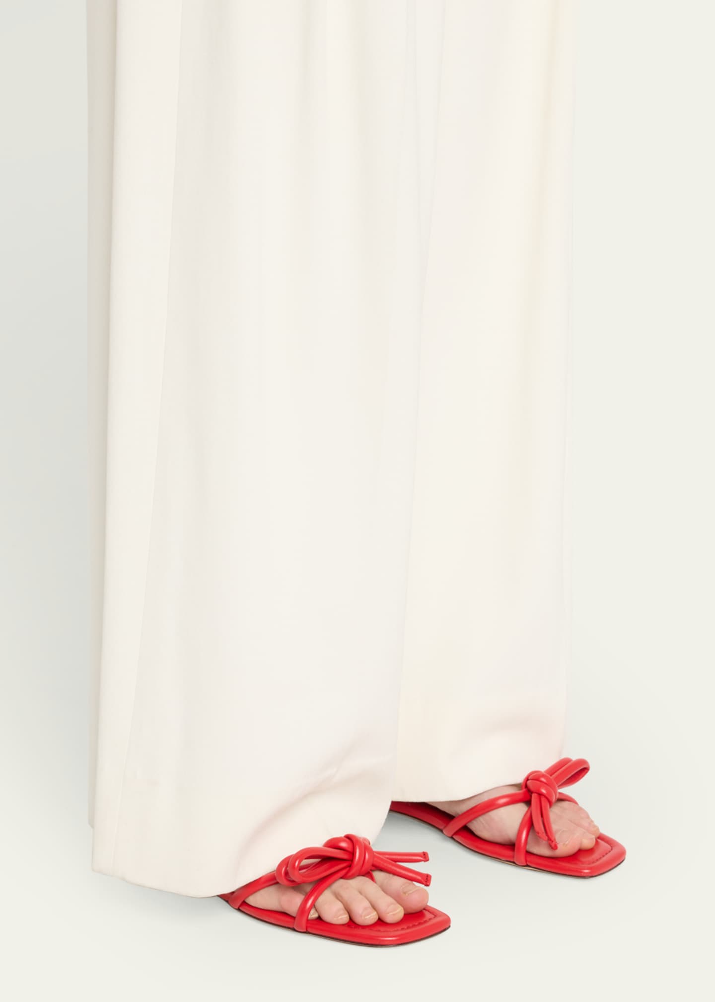 Loeffler Randall Hadley Leather Bow Flat Sandals Image 2 of 6