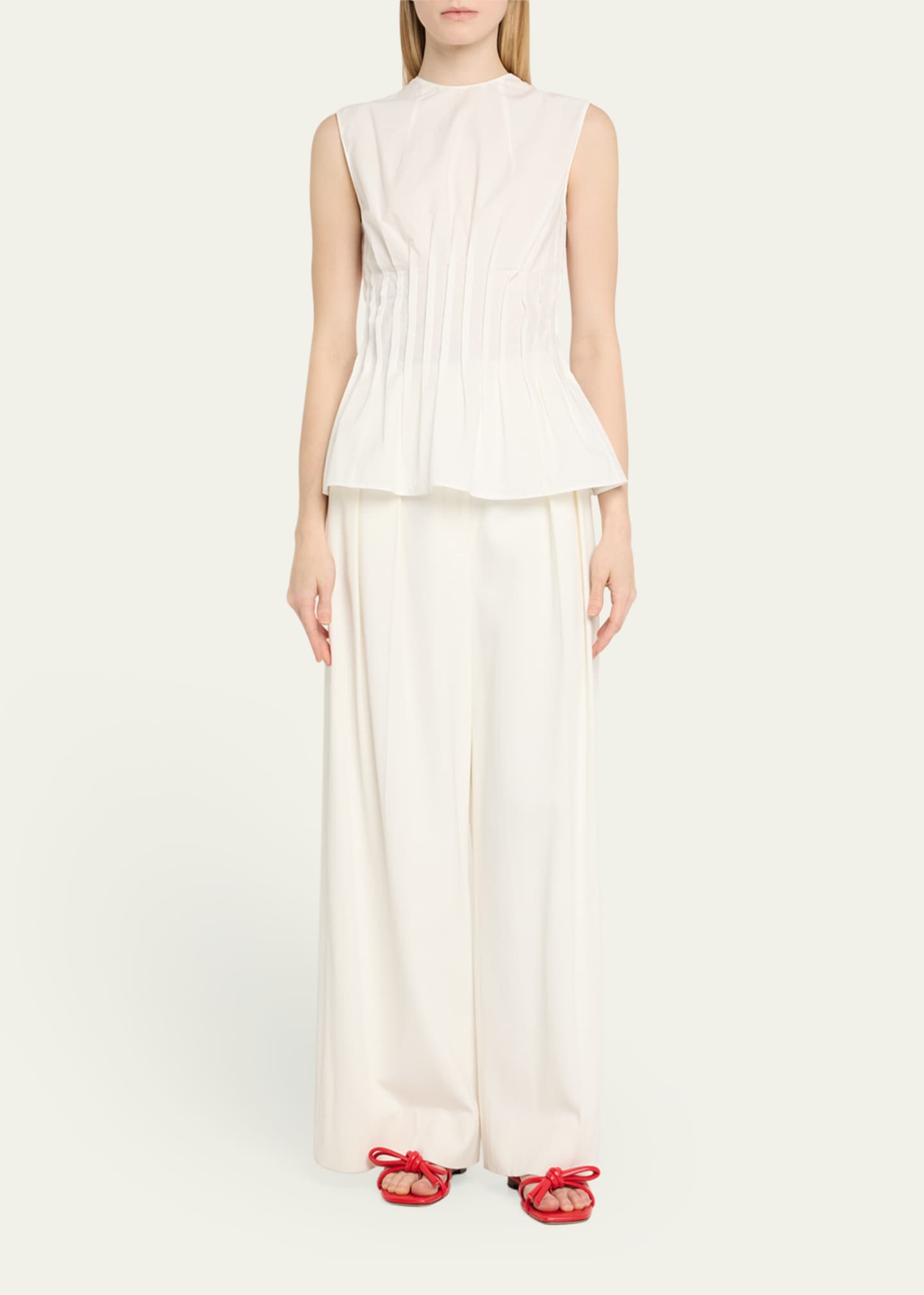 Loeffler Randall Hadley Leather Bow Flat Sandals Image 3 of 6