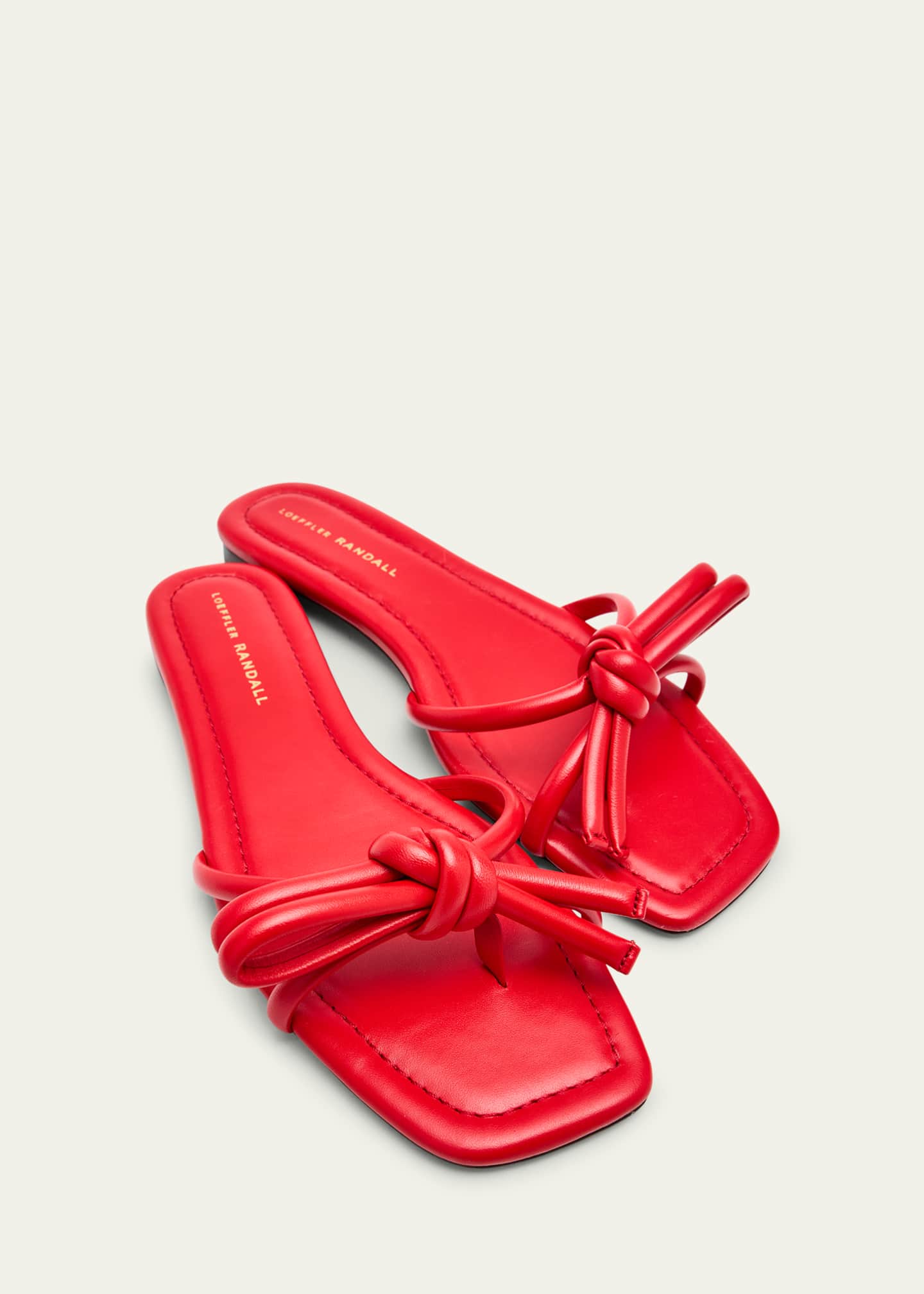 Loeffler Randall Hadley Leather Bow Flat Sandals Image 5 of 6