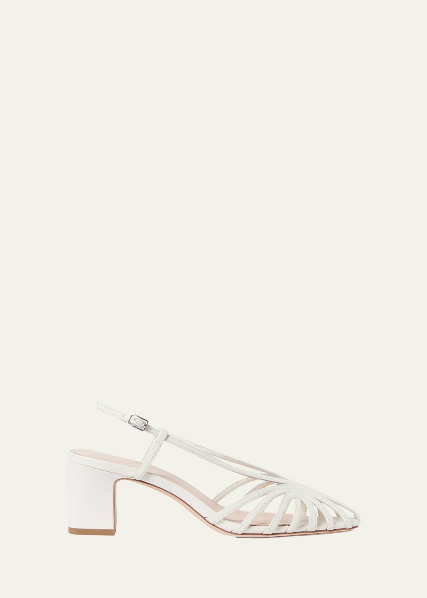 Loeffler Randall Livvy Priscilla Leather Slingback Block-Heel Sandals