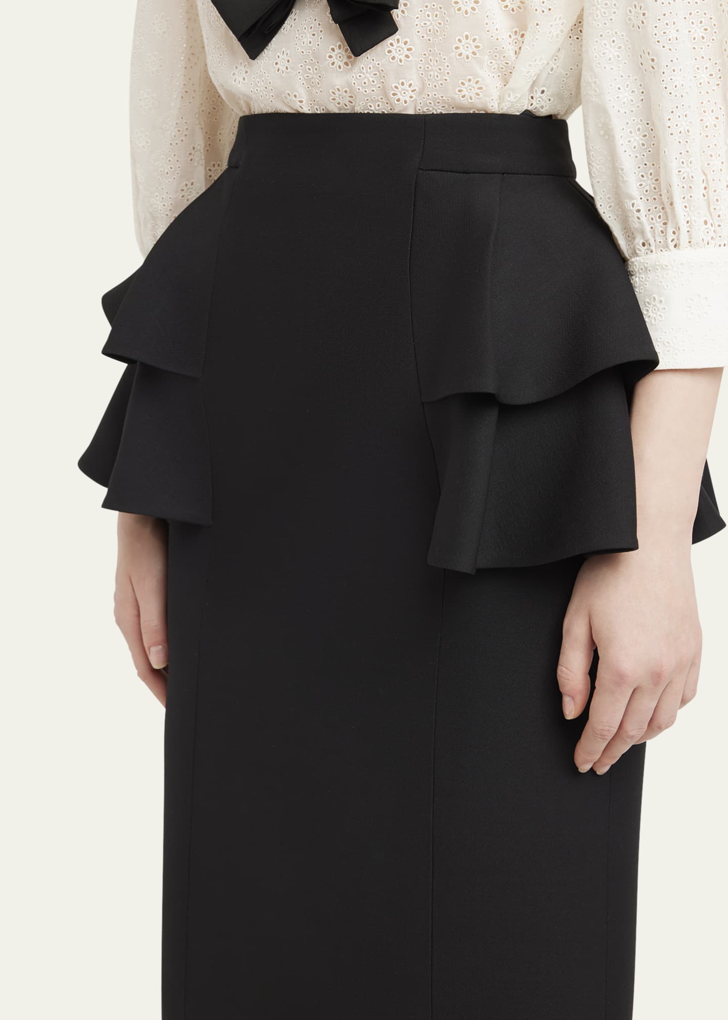 Valentino Garavani Tiered Peplum Midi Wool Skirt Image 5 of 5