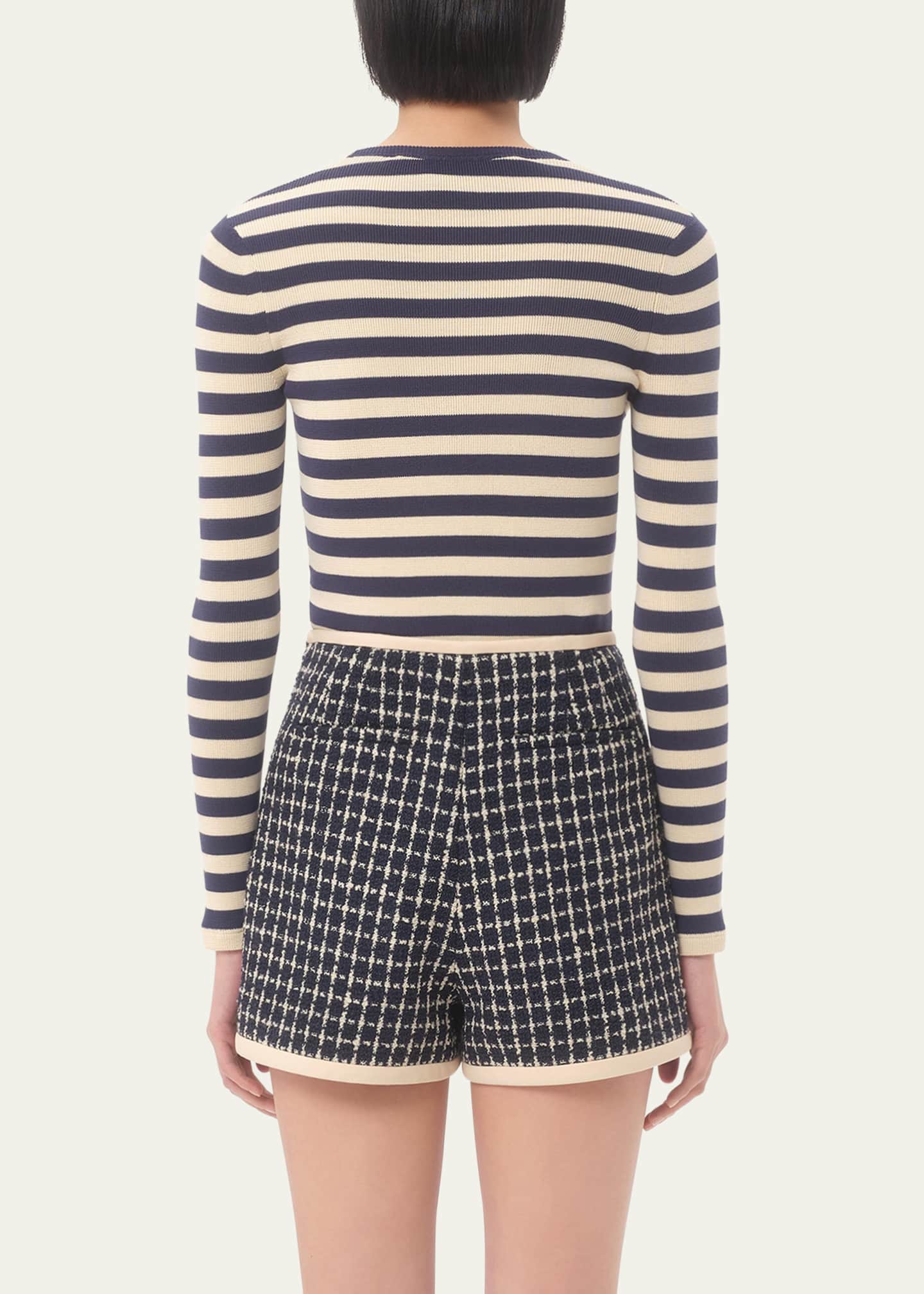Valentino Garavani Chez Valentino Striped Knit Long-Sleeve Top Image 3 of 5
