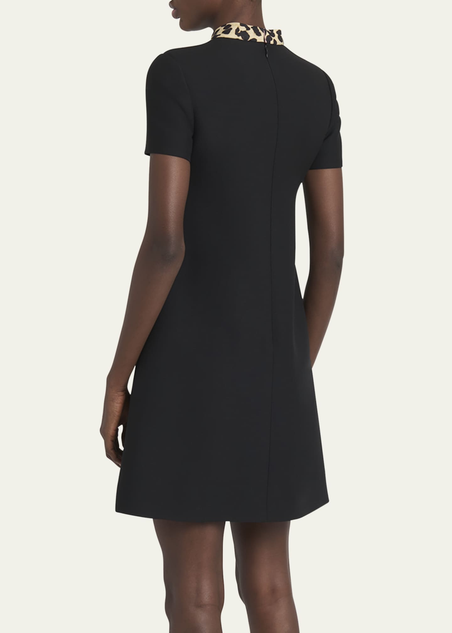 Valentino Garavani Leopard Bow Crepe Couture Mini Dress Image 3 of 5
