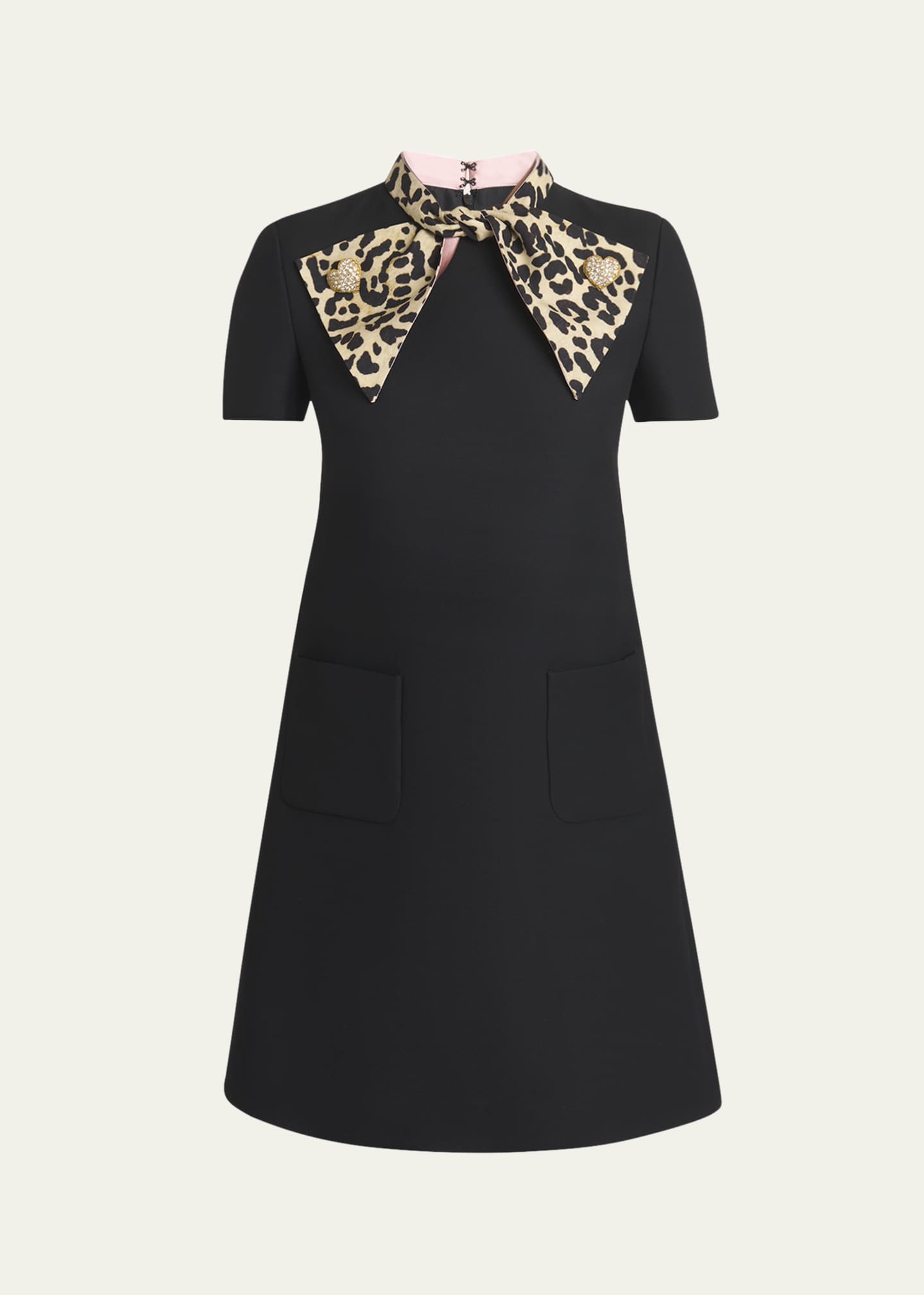 Valentino Garavani Leopard Bow Crepe Couture Mini Dress Image 1 of 5