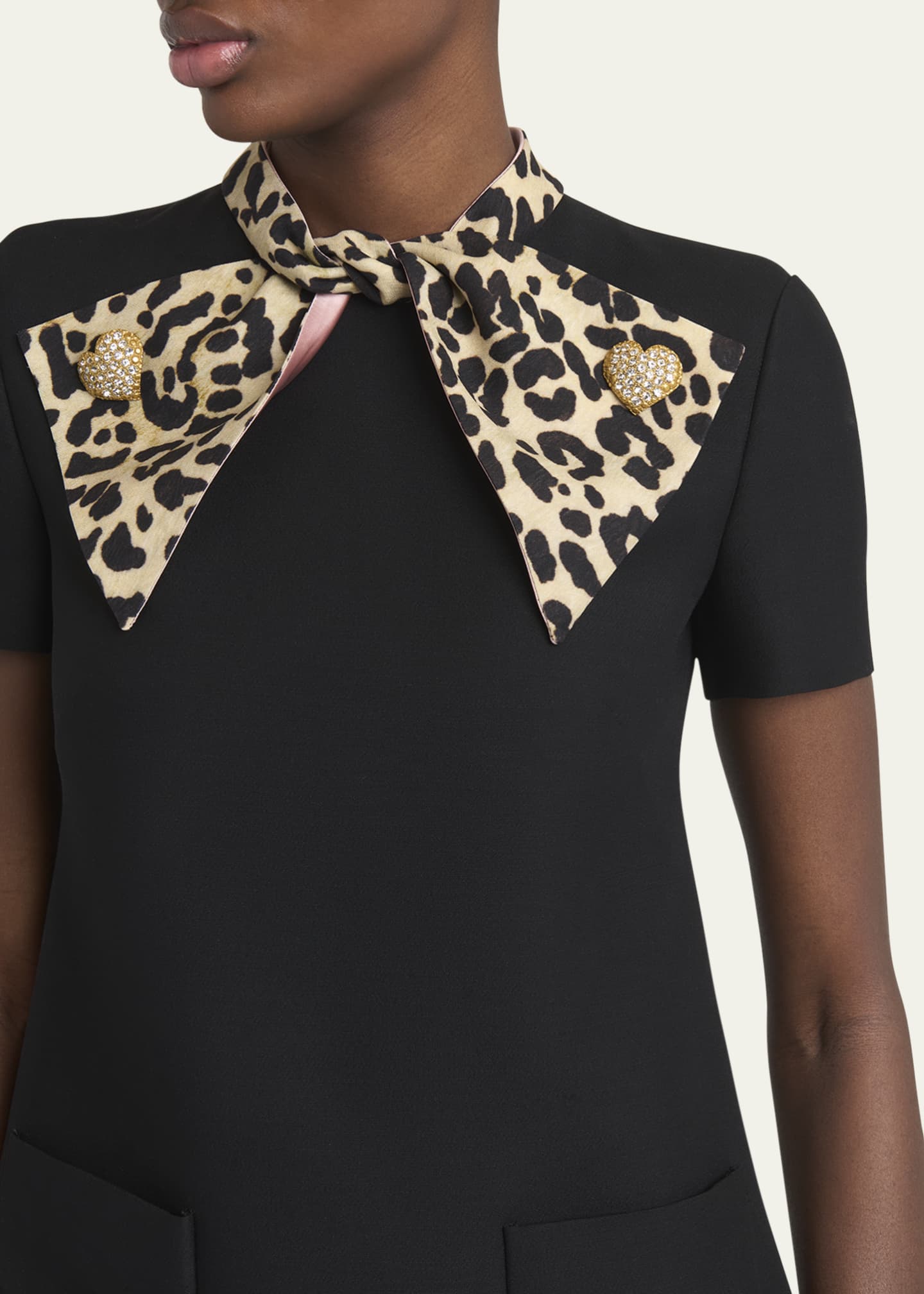 Valentino Garavani Leopard Bow Crepe Couture Mini Dress Image 5 of 5