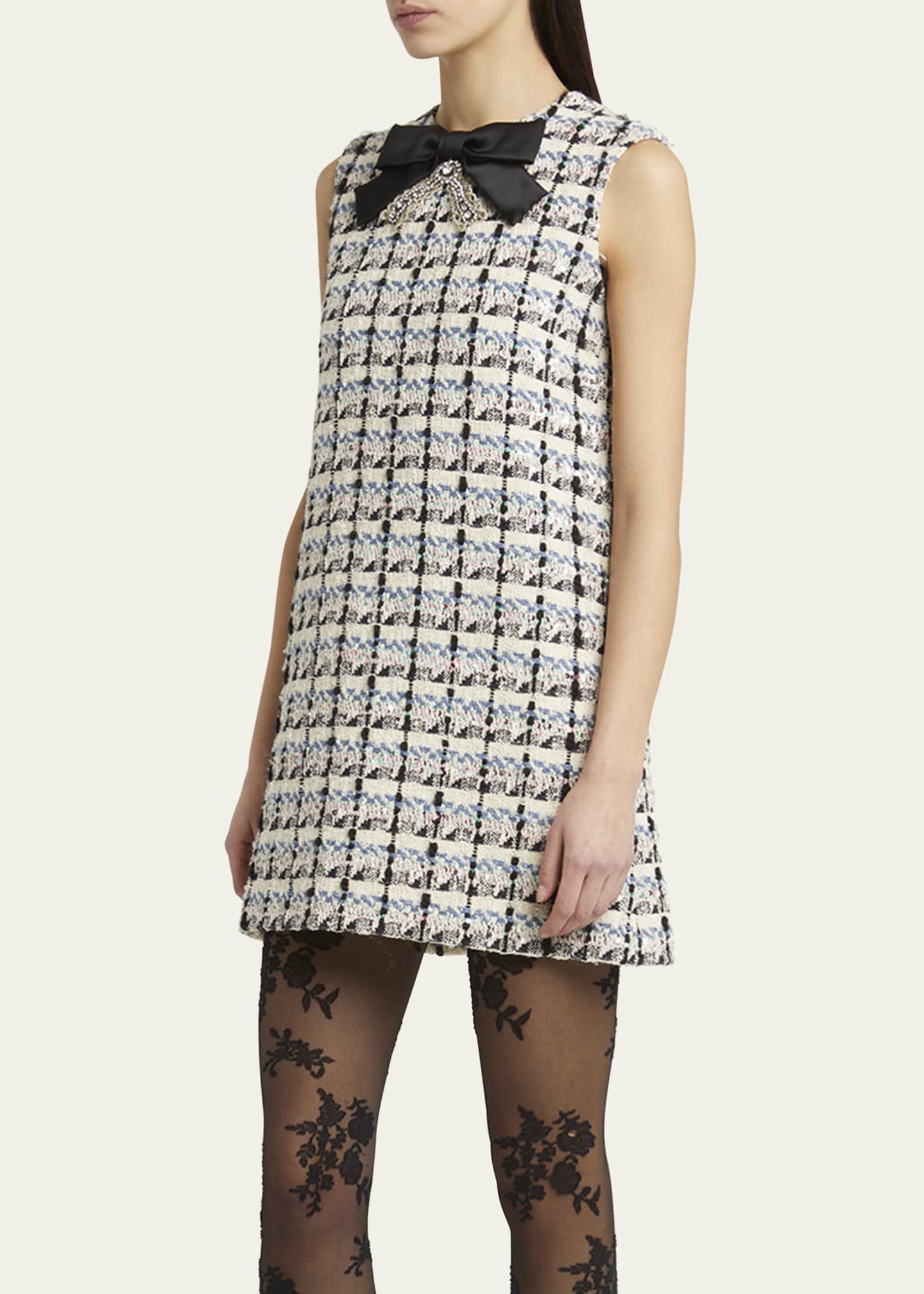 Valentino Garavani Bow-Embellished Sequin Tweed Mini Dress - Bergdorf  Goodman