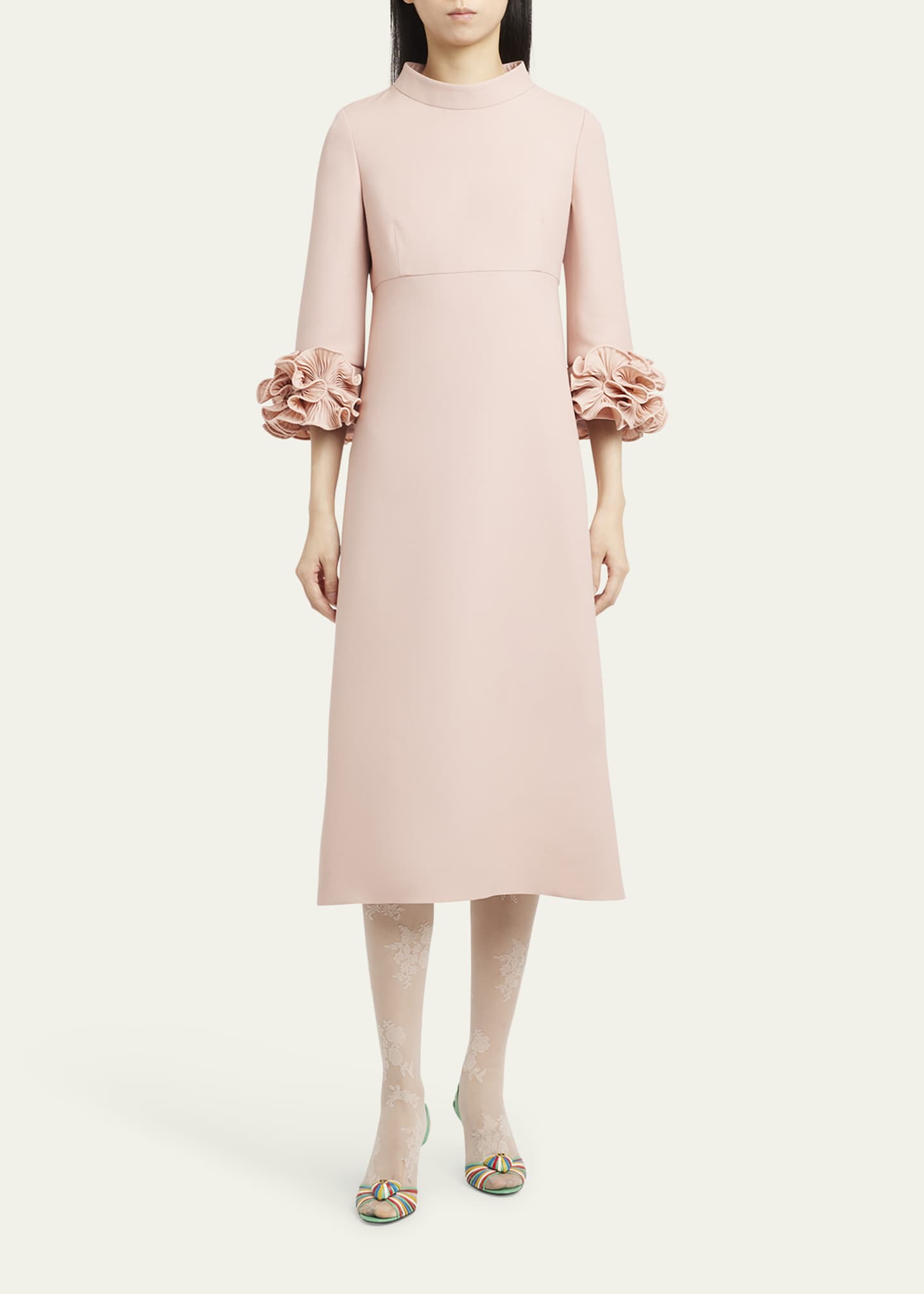 Valentino Garavani Floral Cuff Crepe Couture Midi Dress Image 2 of 5