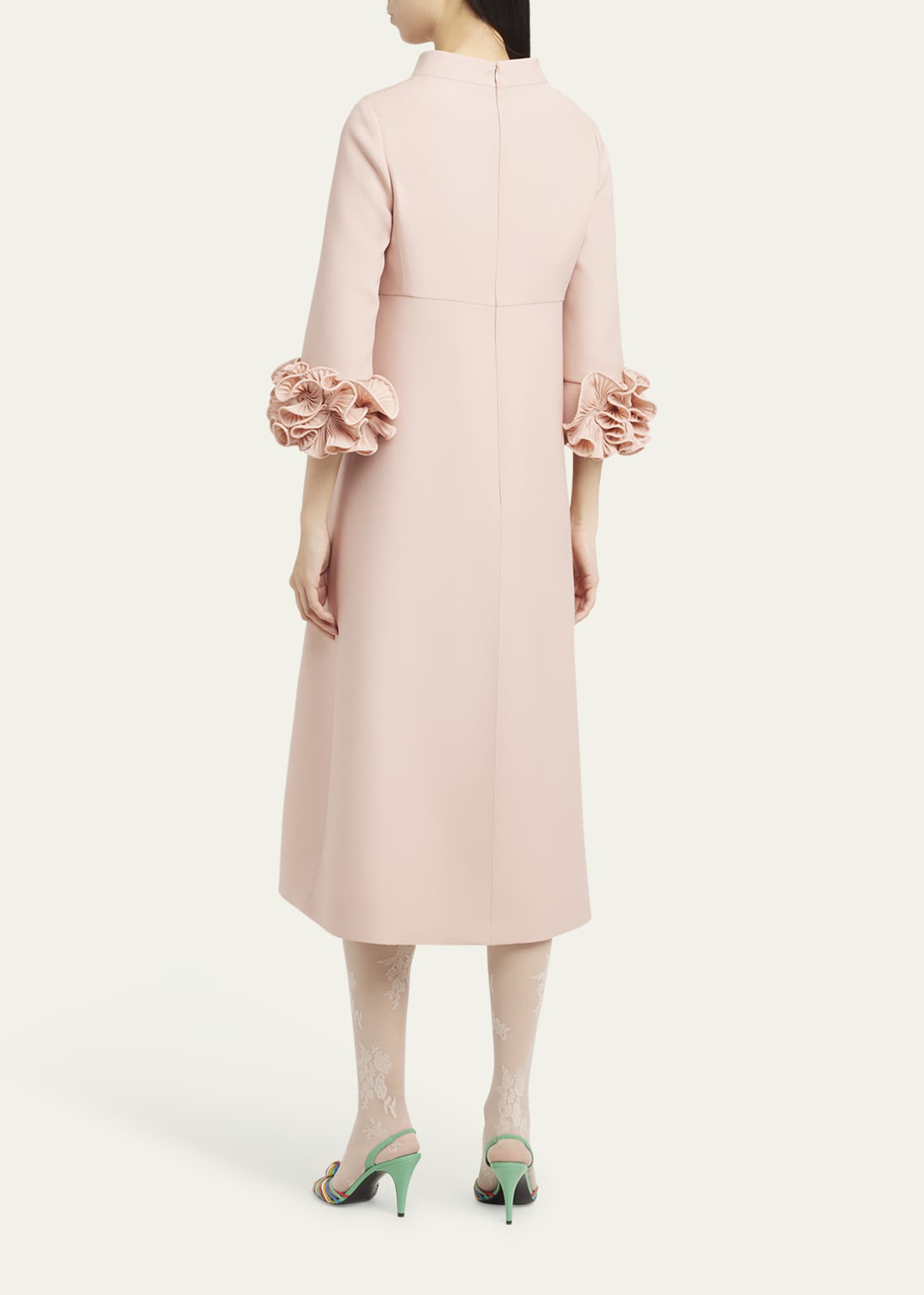 Valentino Garavani Floral Cuff Crepe Couture Midi Dress Image 3 of 5