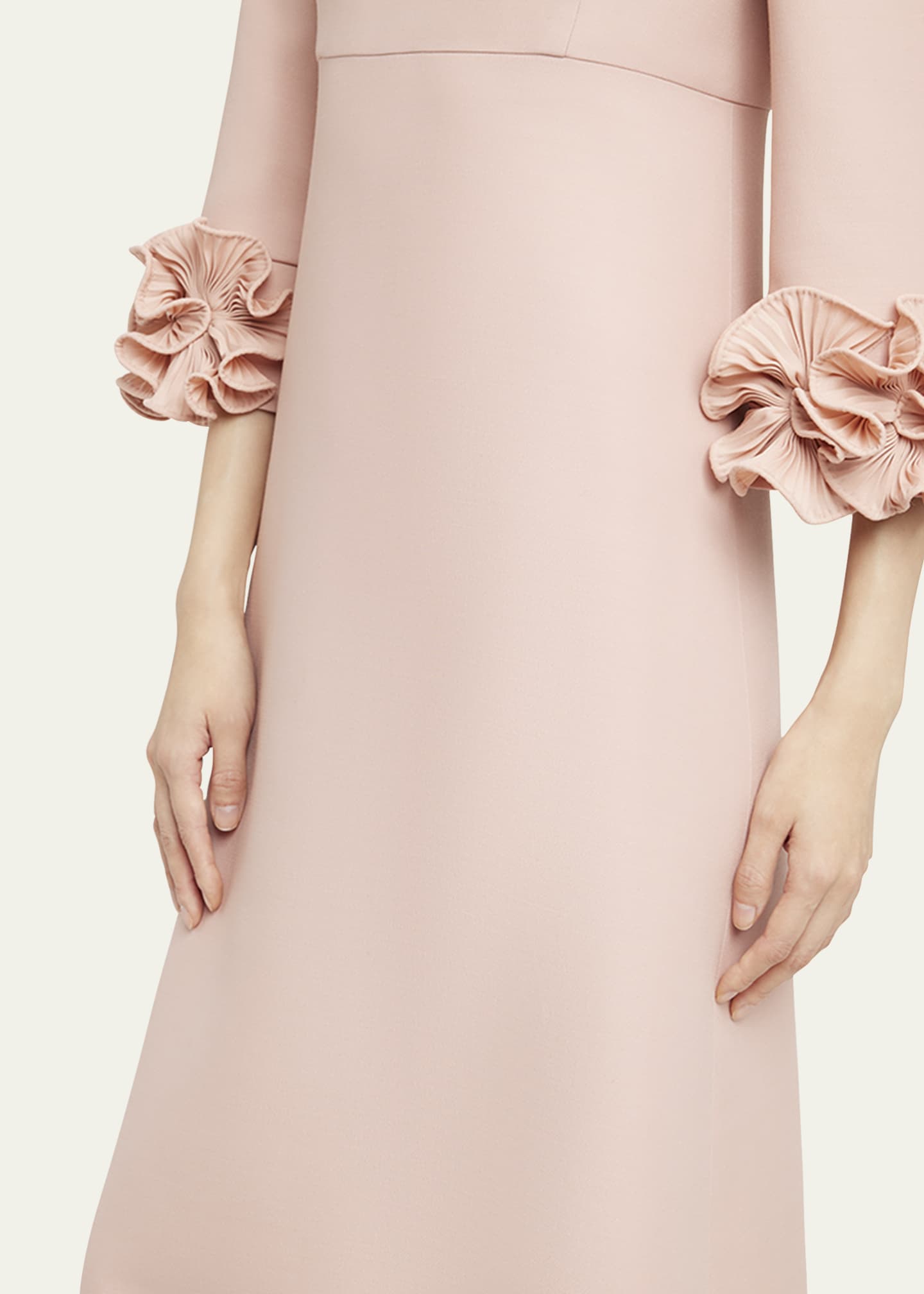 Valentino Garavani Floral Cuff Crepe Couture Midi Dress Image 5 of 5