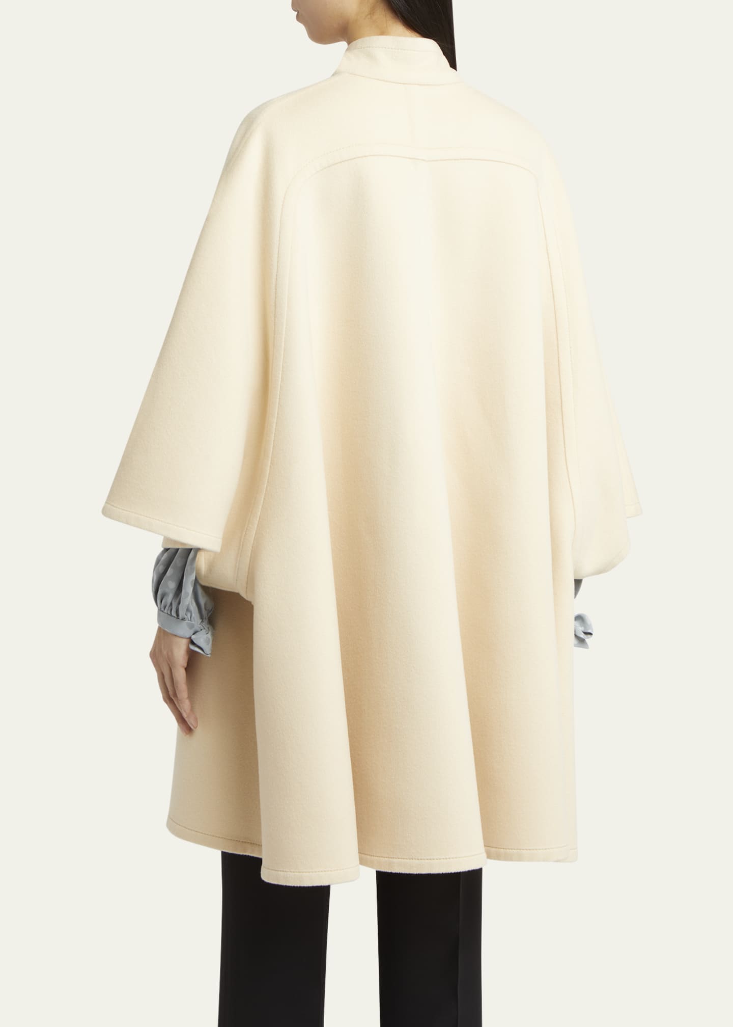 Valentino Garavani Bow Three-Quarter Sleeve Wool Cashmere Cape Image 3 of 5