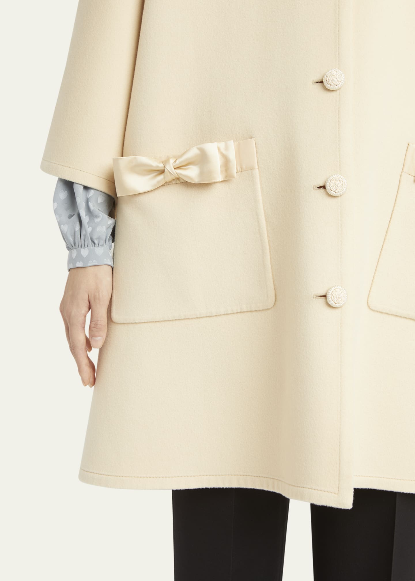 Valentino Garavani Bow Three-Quarter Sleeve Wool Cashmere Cape Image 5 of 5