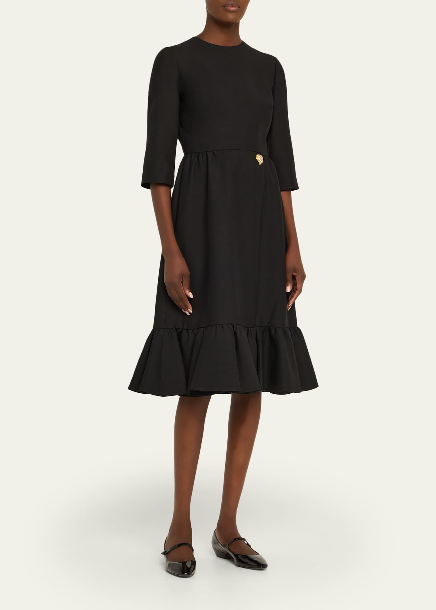 Valentino Garavani Strass Heart Flounce Crepe Couture Dress Image 4 of 5
