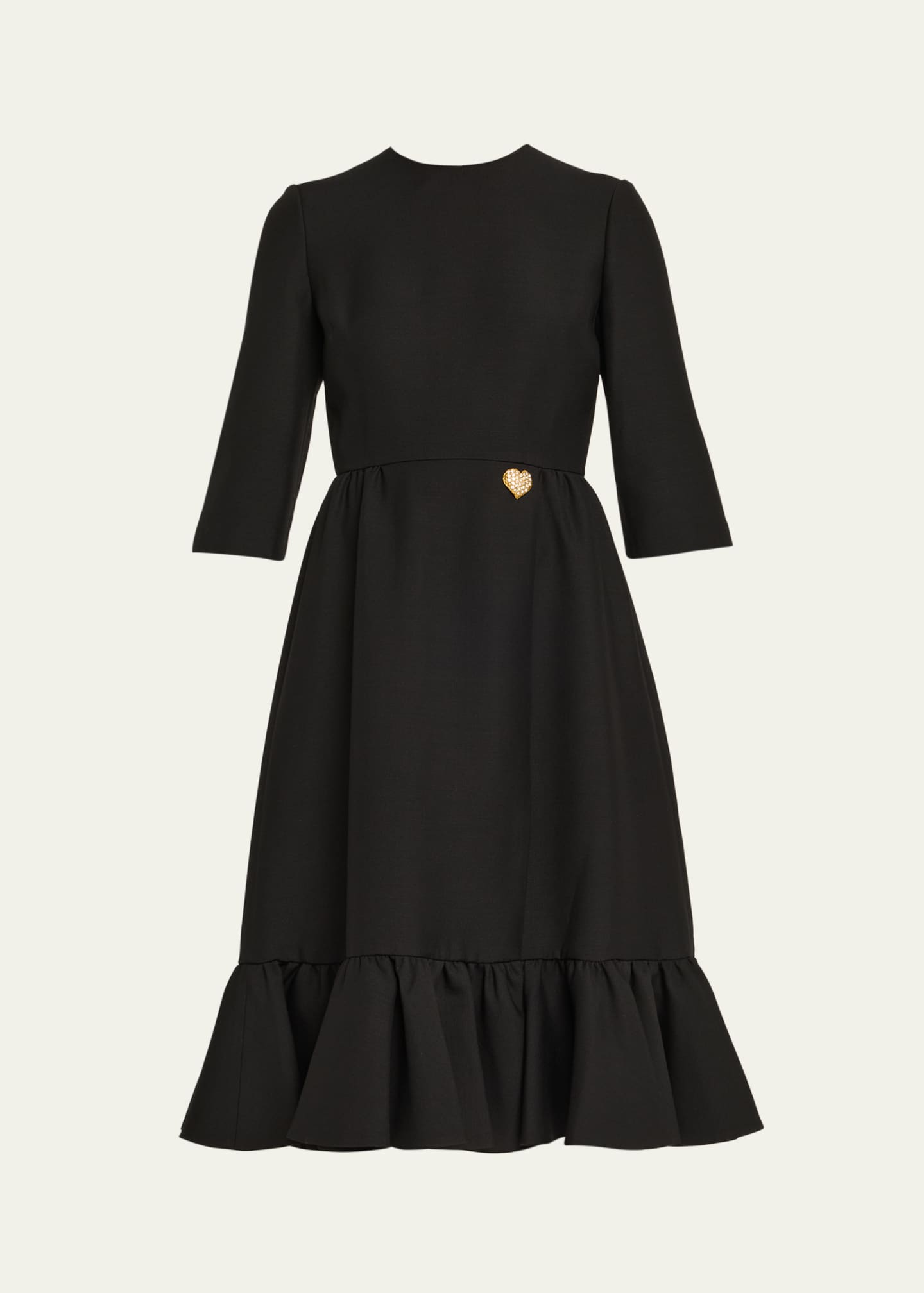 Valentino Garavani Strass Heart Flounce Crepe Couture Dress Image 1 of 5