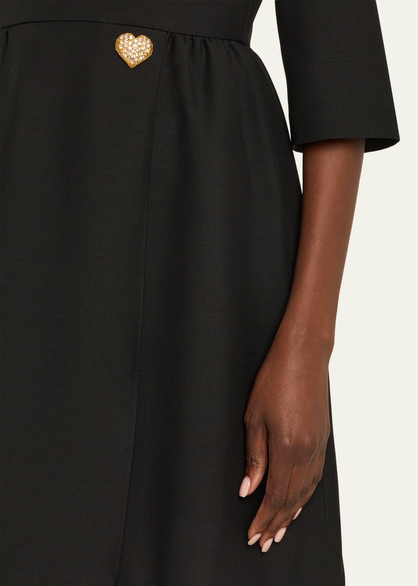 Valentino Garavani Strass Heart Flounce Crepe Couture Dress Image 5 of 5