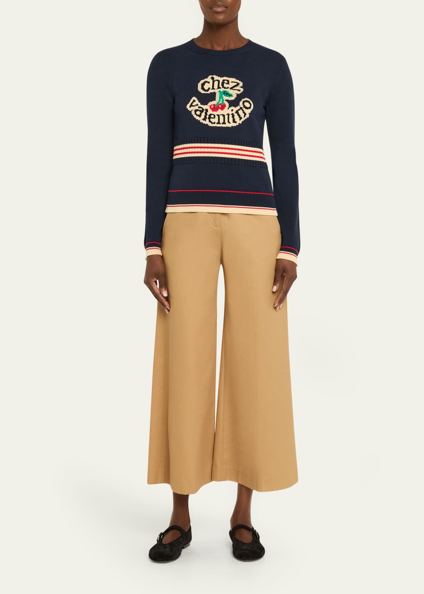 Valentino Garavani Chez Valentino Cherry Long-Sleeve Sweater Image 2 of 5