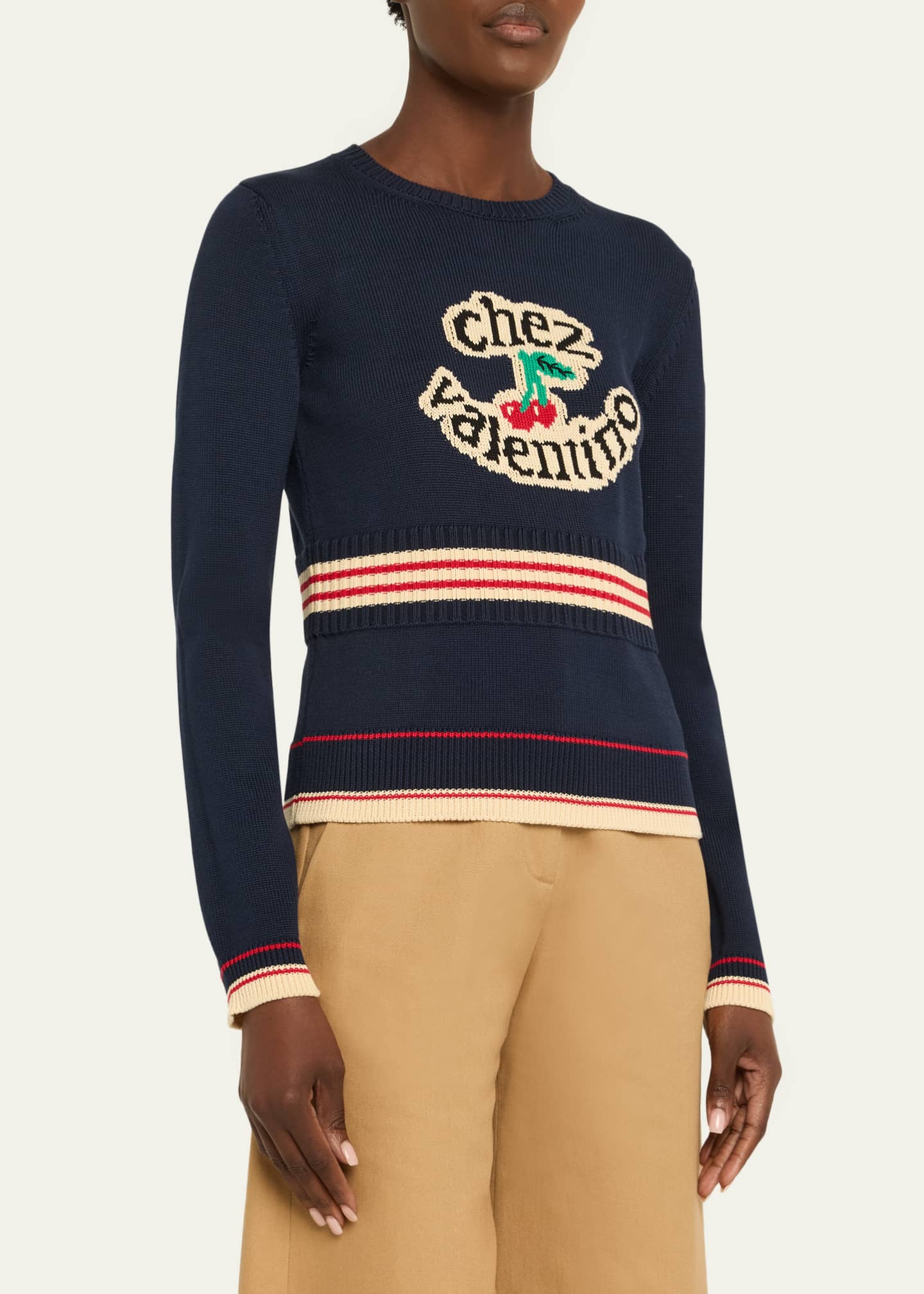 Valentino Garavani Chez Valentino Cherry Long-Sleeve Sweater Image 4 of 5