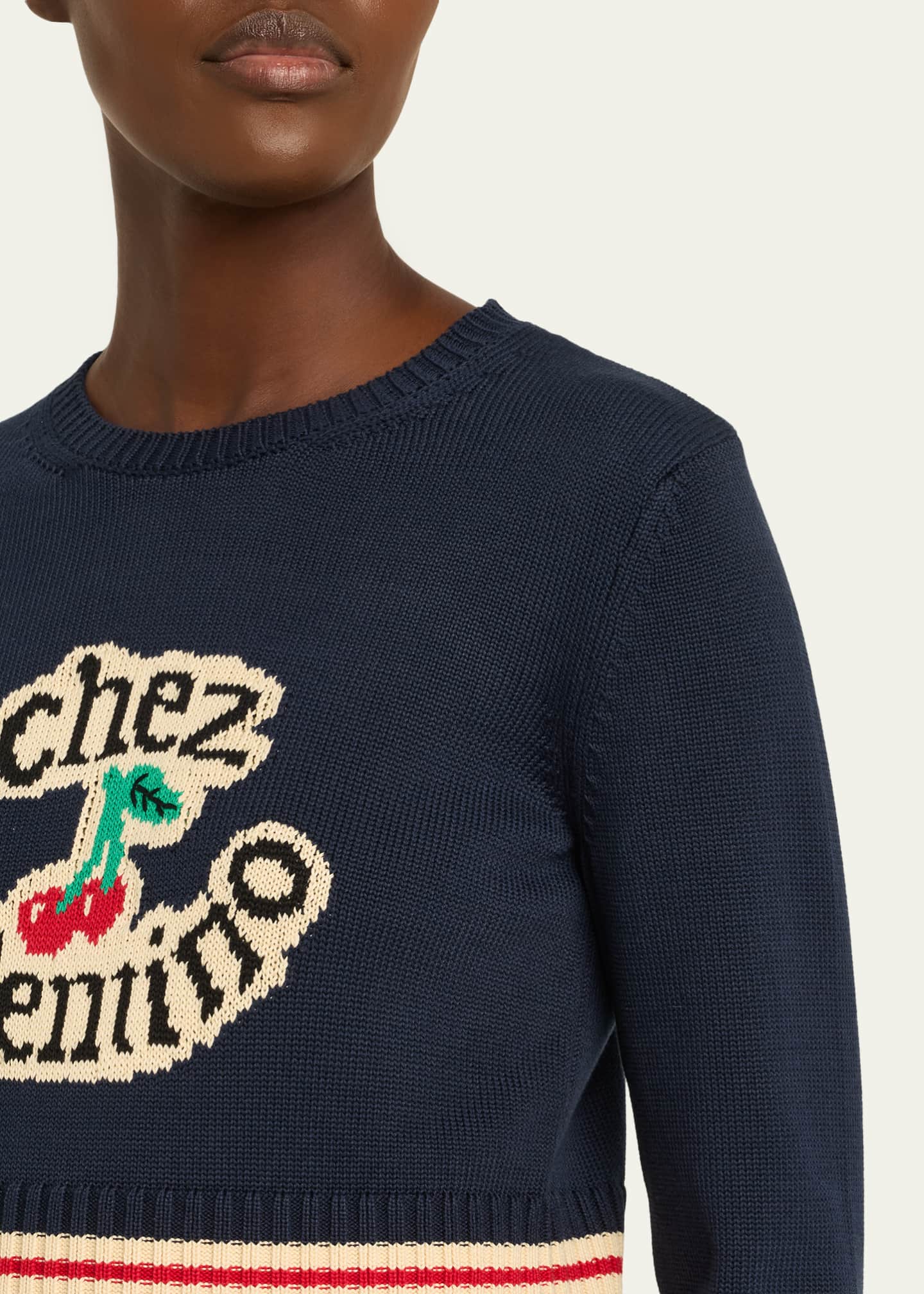 Valentino Garavani Chez Valentino Cherry Long-Sleeve Sweater Image 5 of 5