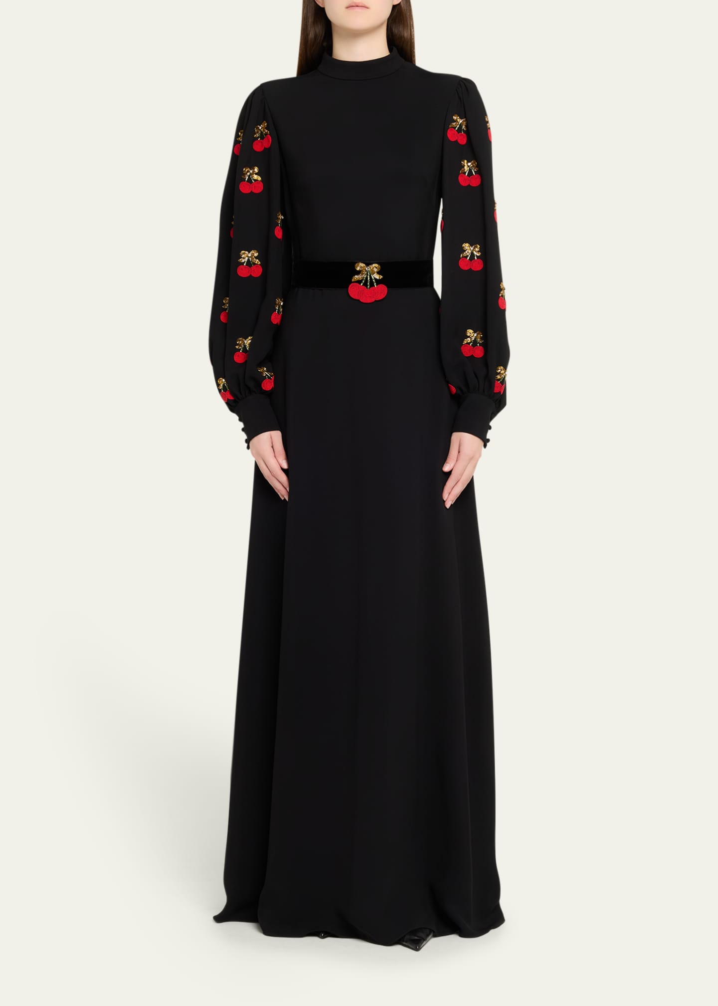 valentino embroidered dress Valentino Embroidered Sheer Sleeve Gown – MSA Haute Couture