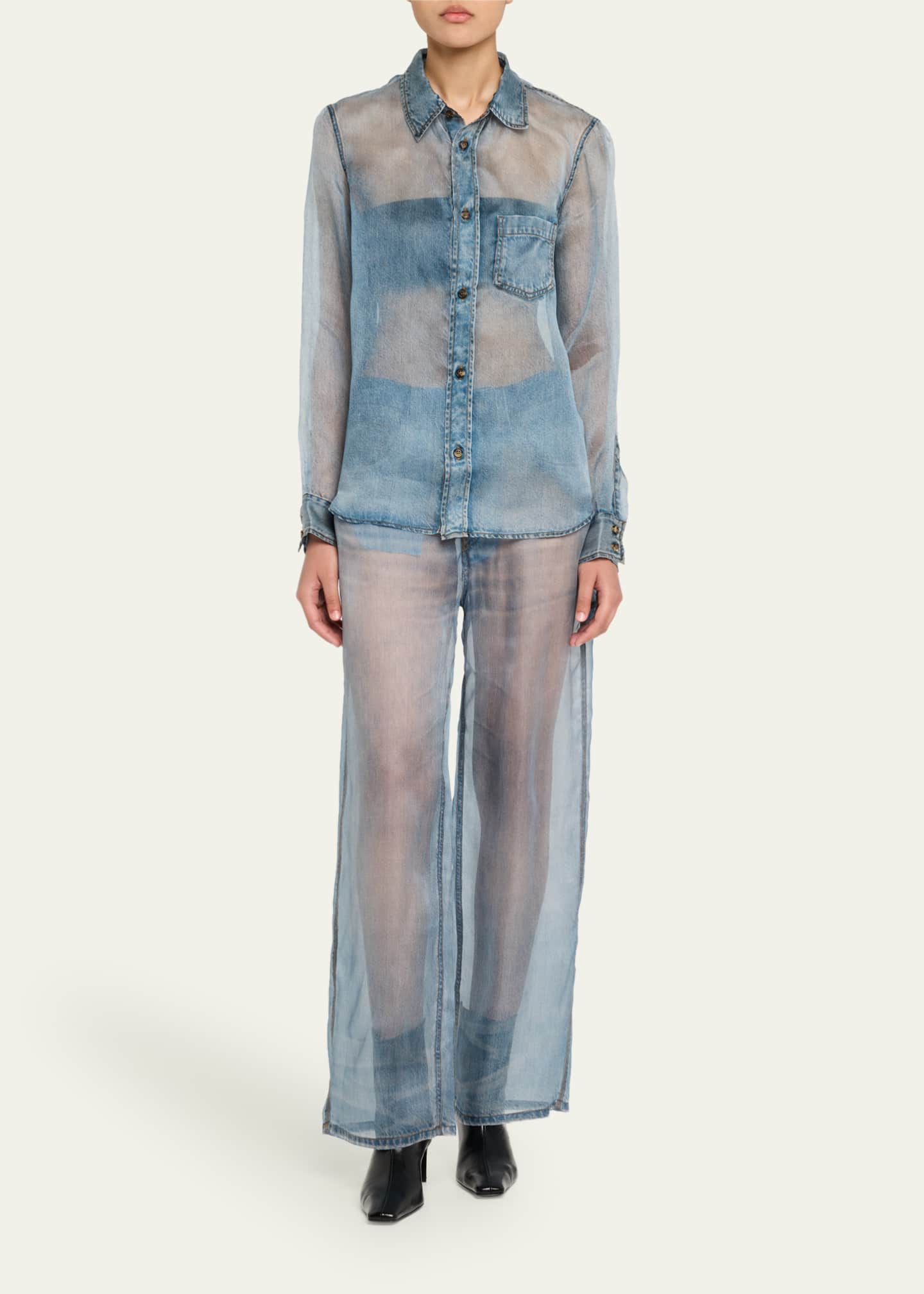 HAIKURE Winona Sheer Denim Print Jeans Image 2 of 5