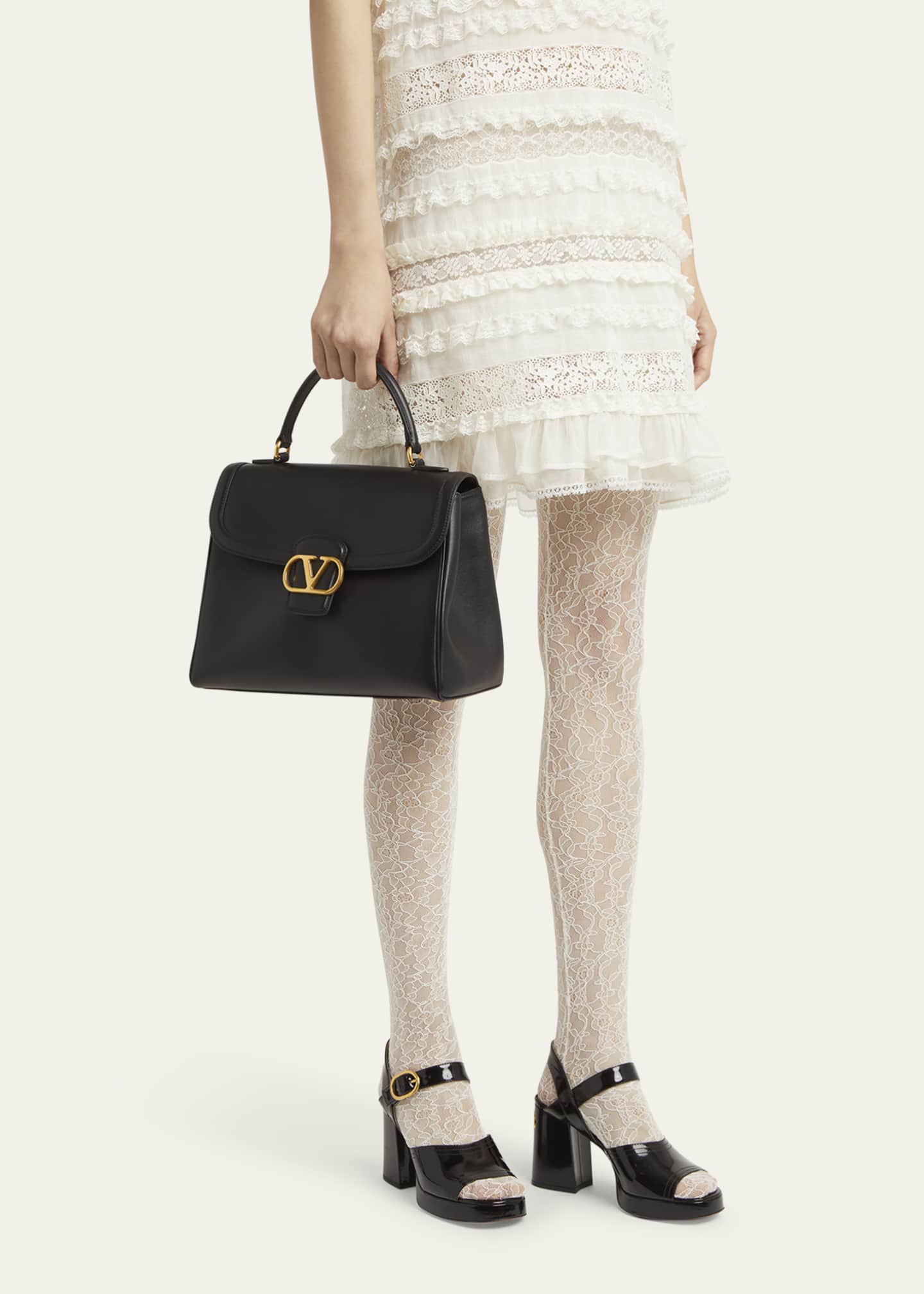 Valentino Garavani 9 to 5 Flap Leather Top-Handle Bag