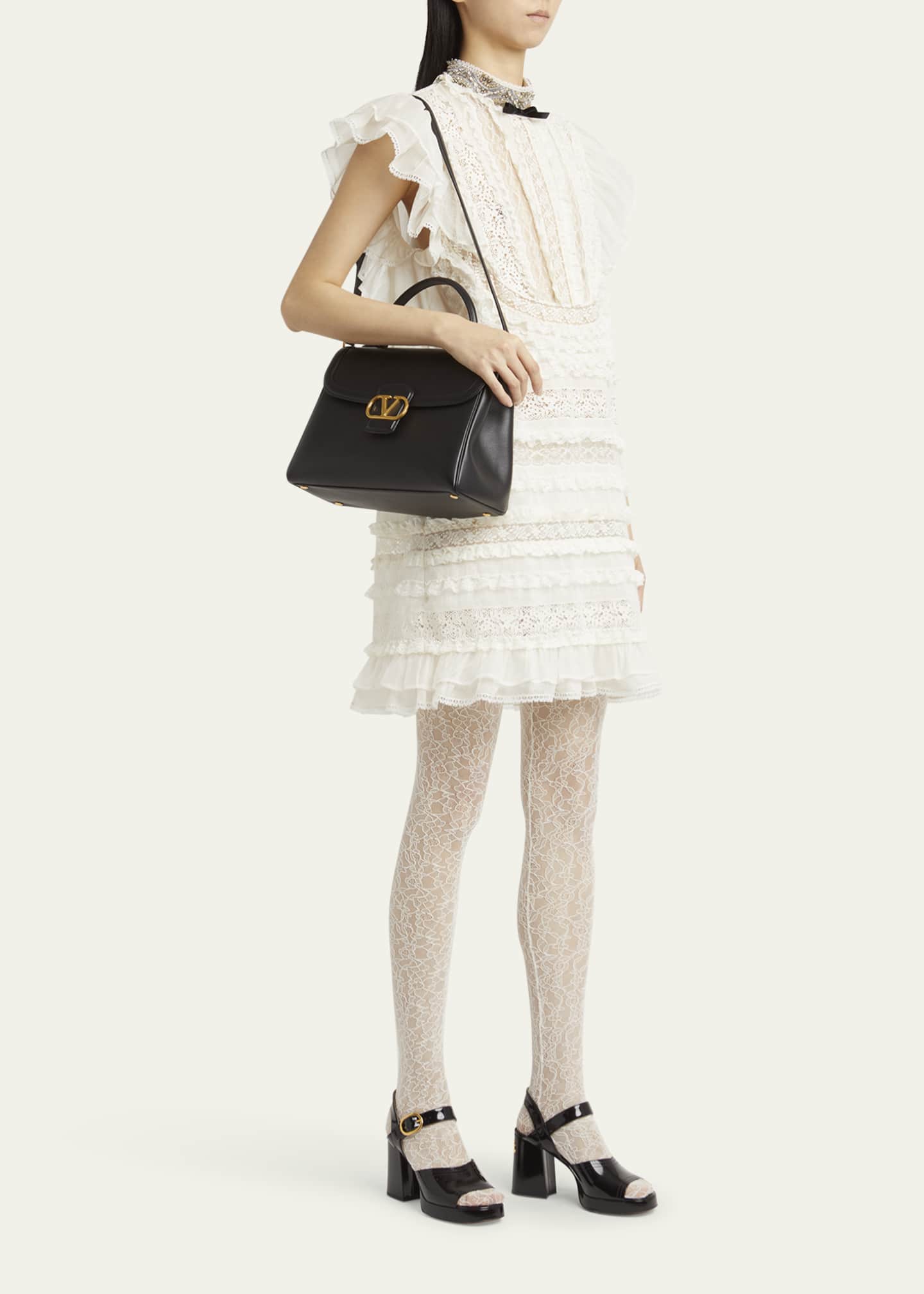 【関税＆送料込み】Valentino Garavani Top Handle Bags Valentino Garavani 9 to 5 Flap Leather Top-Handle Bag