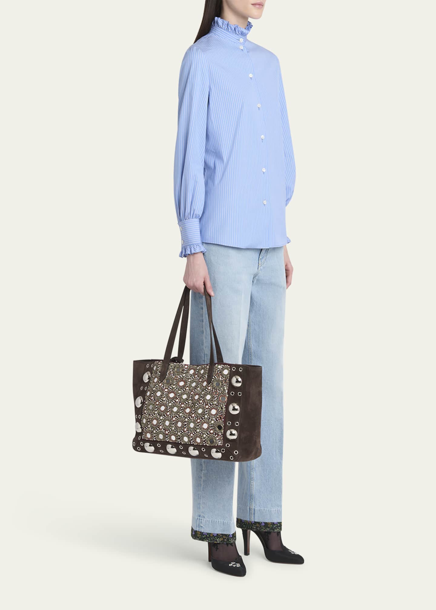 Valentino Garavani Nellcote Mirrored Suede Tote Bag