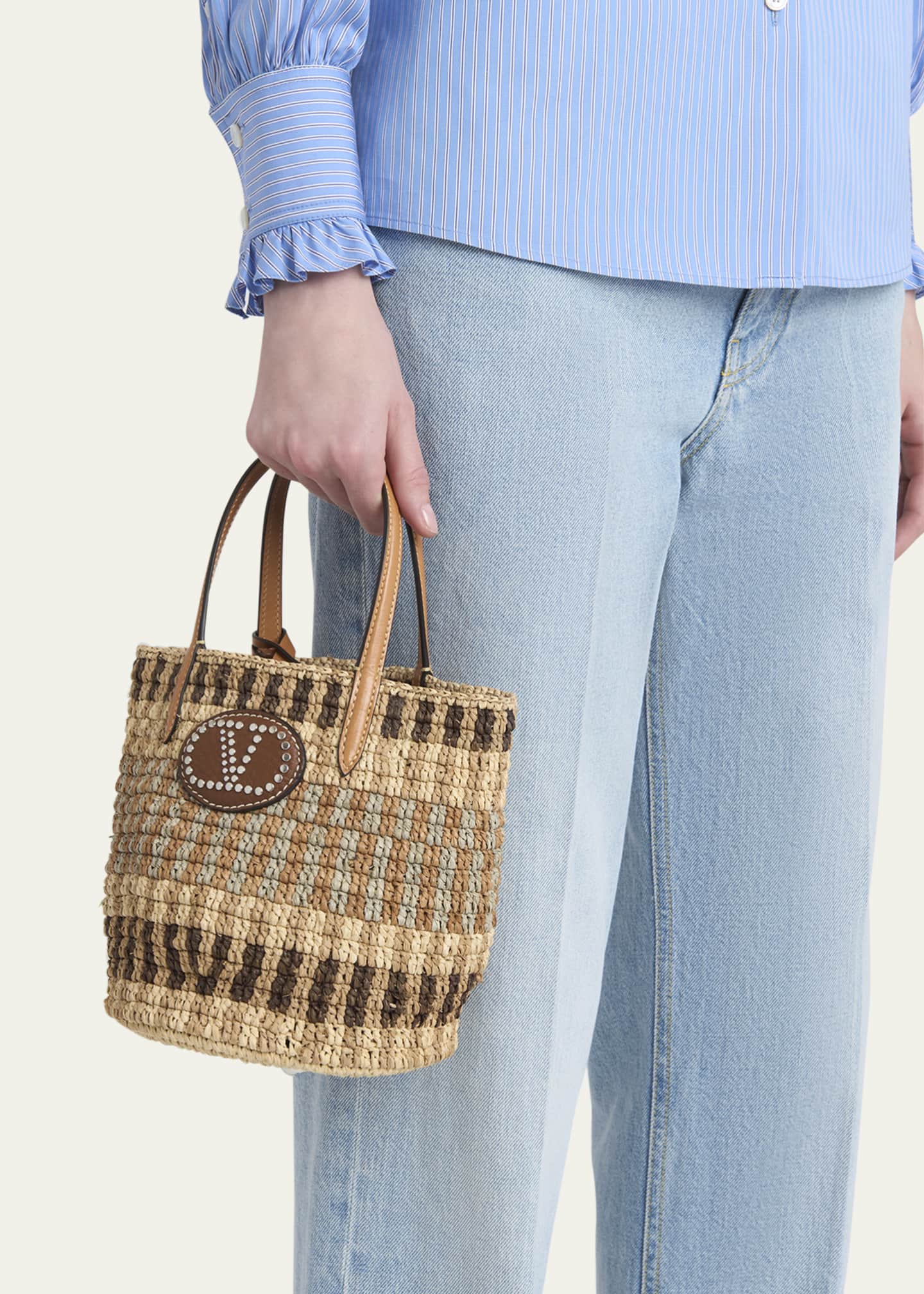 Valentino Garavani VLOGO Signature Small Crochet Bucket Bag Image 2 of 4