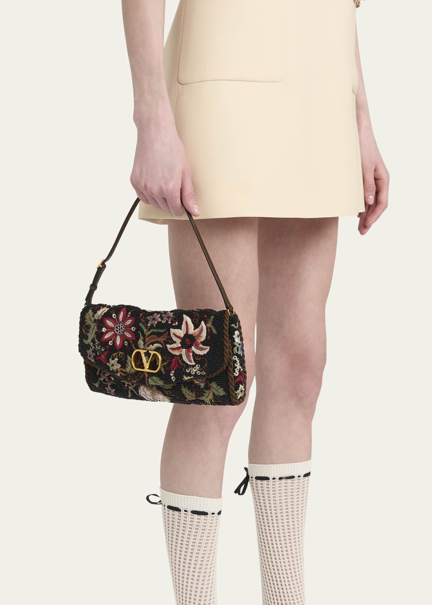 Valentino Garavani Vain Floral Beaded Shoulder Bag - Bergdorf Goodman