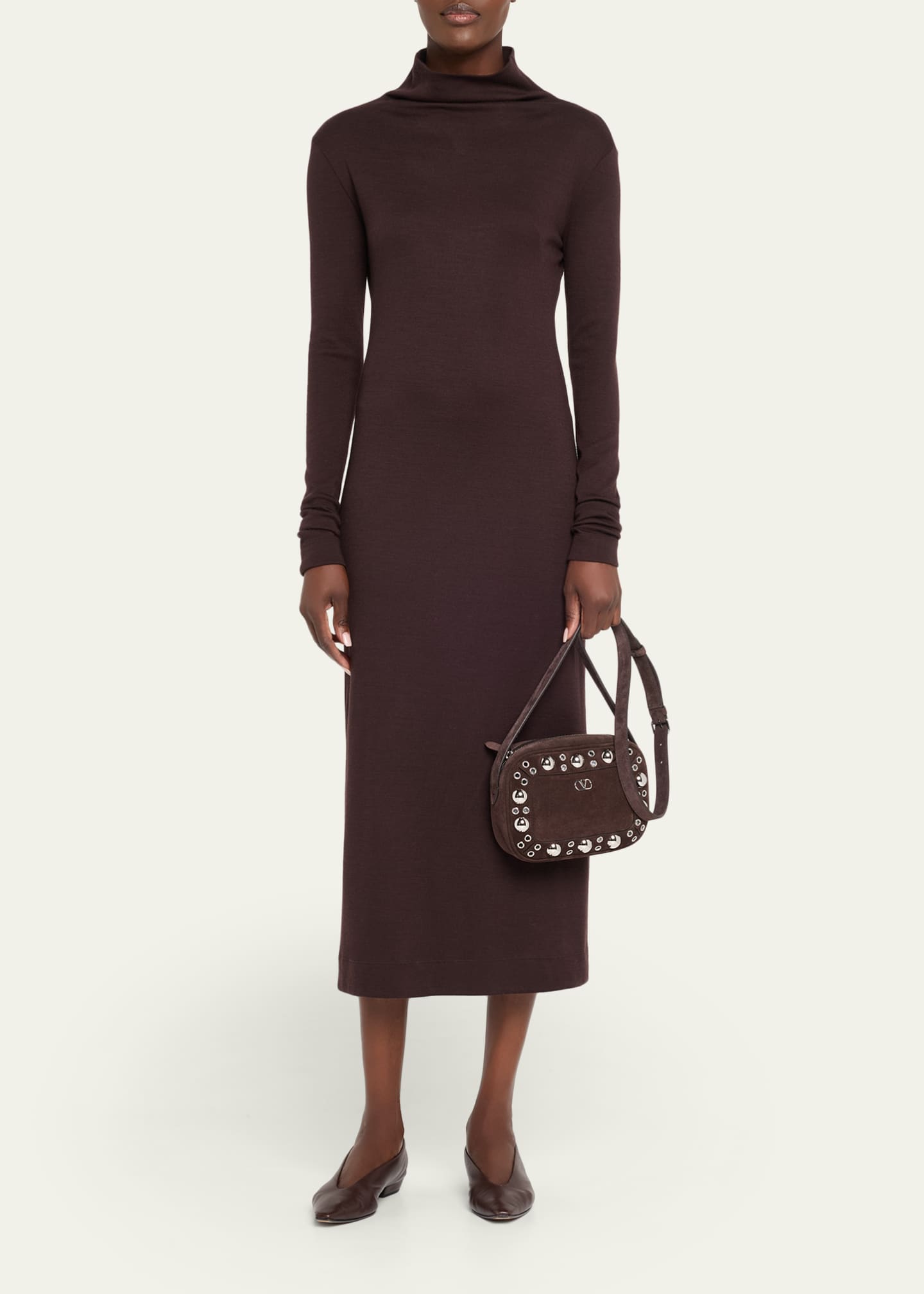 Valentino Garavani Nellcote Studded Suede Camera Crossbody Bag Image 5 of 6